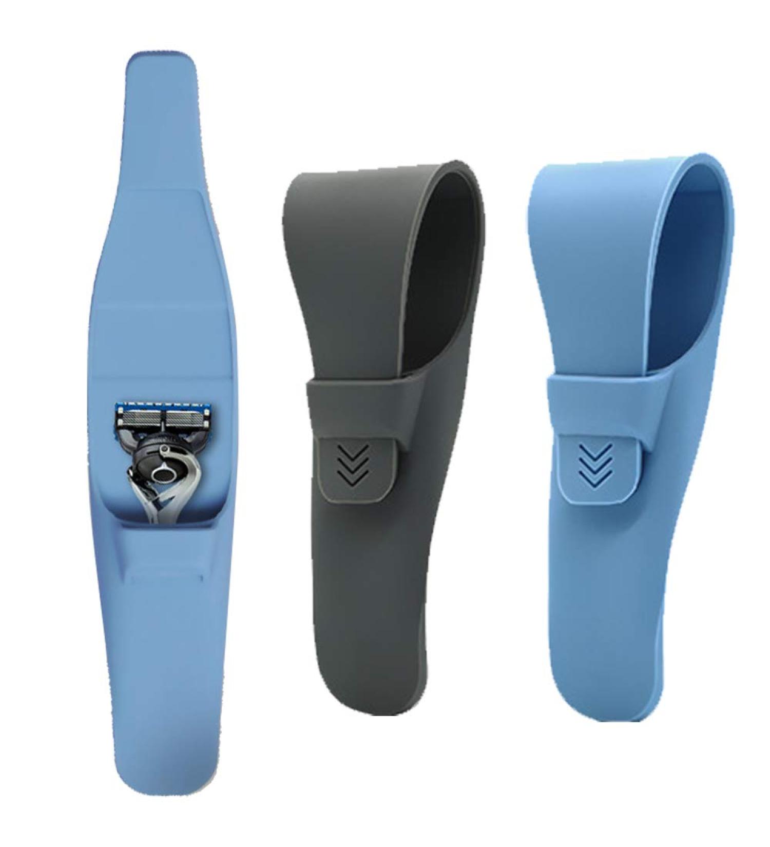 2-Pack Silicone Razor Cases - Portable Soft Shaver Cover Bags in Blue and Grey | Waterproof Travel Razor Carrying Cases for Safety and Protection - Buy Online on GoSupps.com