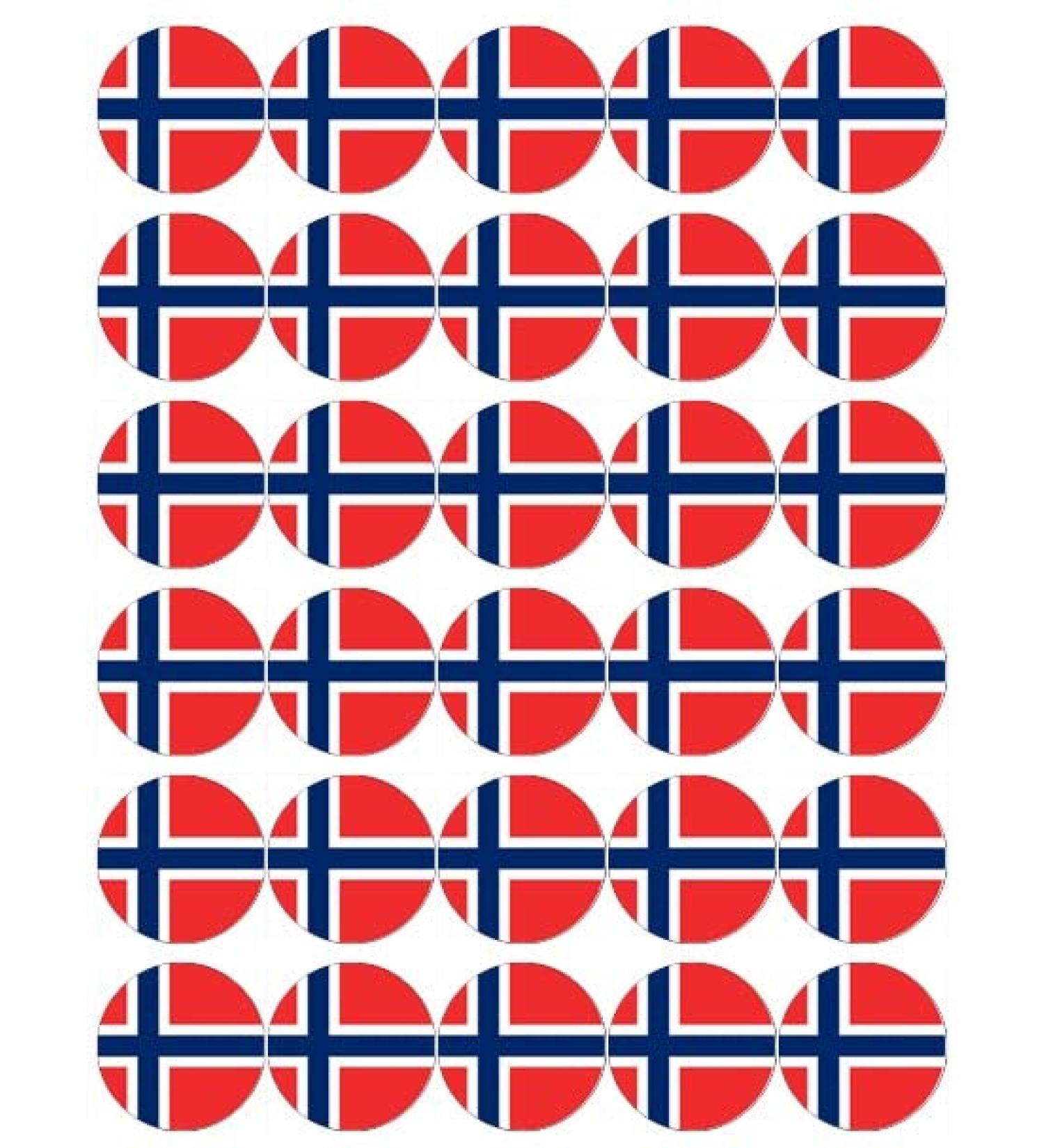 30 Norway Norwegian Flags Cupcake Toppers Edible Wafer Paper Fairy Cake Toppers Birthday Cake Decorations