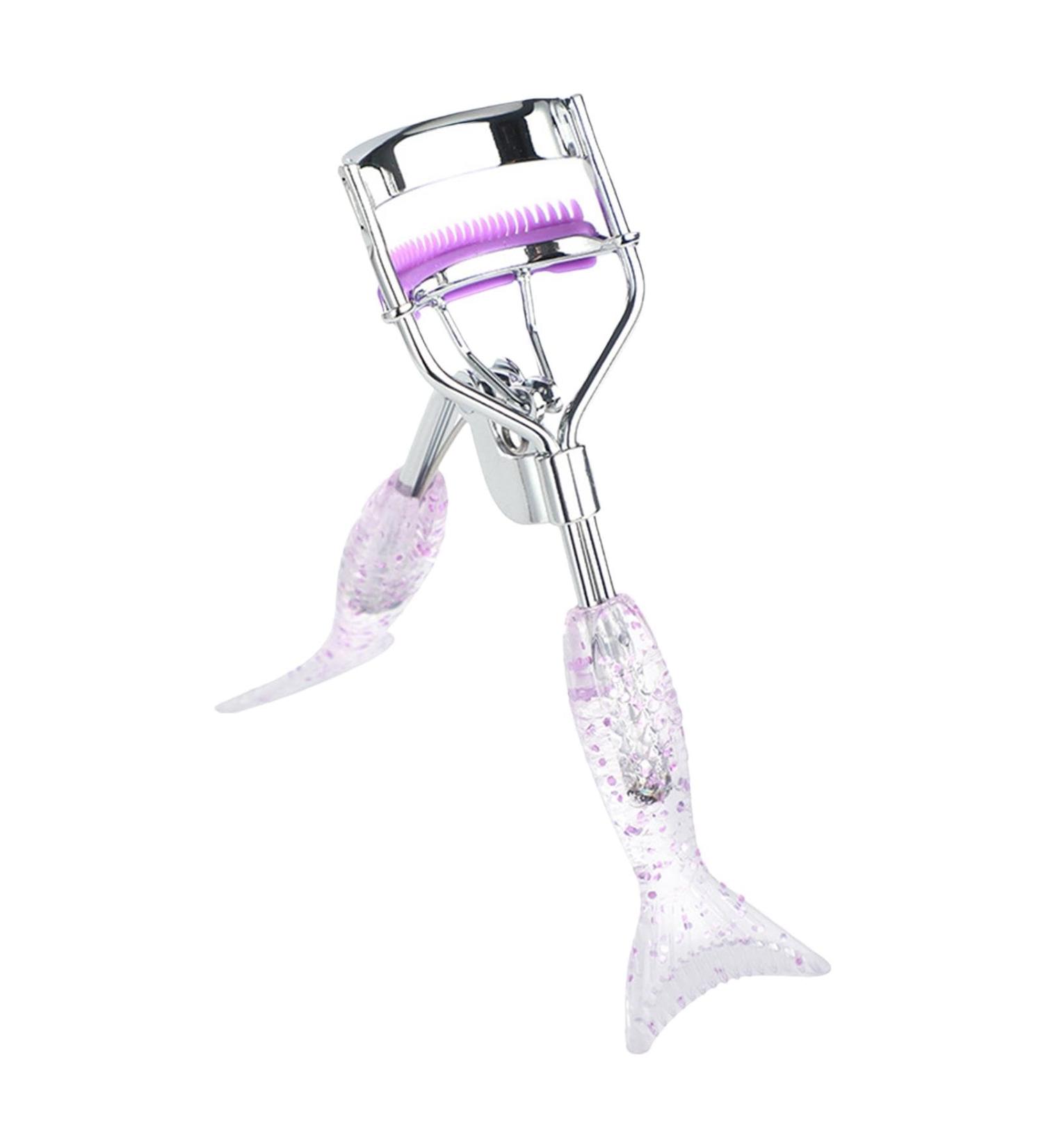 Eyelash Curlers for Makeup | Small Fish Tail Shape Eye Curler with Comb Teeth - Beautiful Ergonomic Portable Eyelash Tools Makeup Supplies for Girls Women Females Ladies A4 Chrome Plated With Purple Comb Purple Mermaid - Buy Online on GoSupps.com