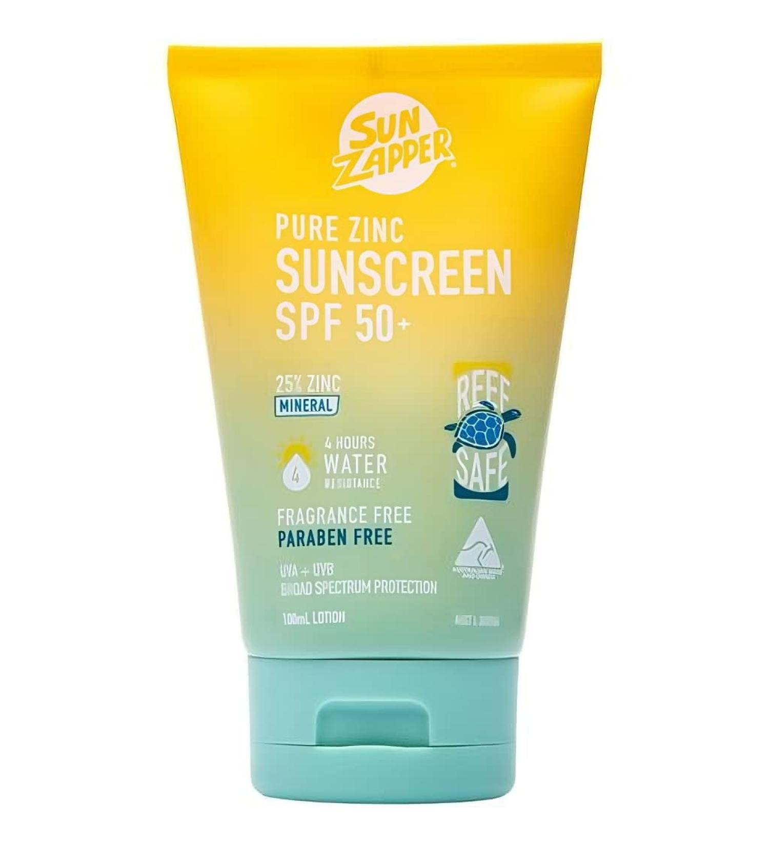 Sun Zapper Pure 25% Zinc SPF 50+ Sunscreen 3.38 Oz - Reef Safe, Vegan, Water Resistant, Fragrance Free - Australian Made - Buy Online on GoSupps.com