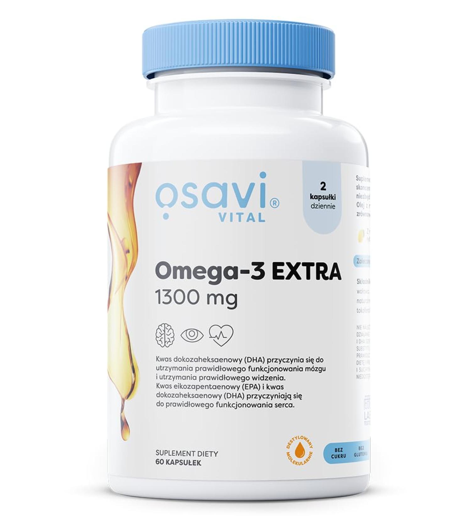  OSAVI Osavi Omega-3 Extra Molecularly Distilled (Vital) 1300mg (Cytryna) - 60 softgels - Buy Online on GoSupps.com