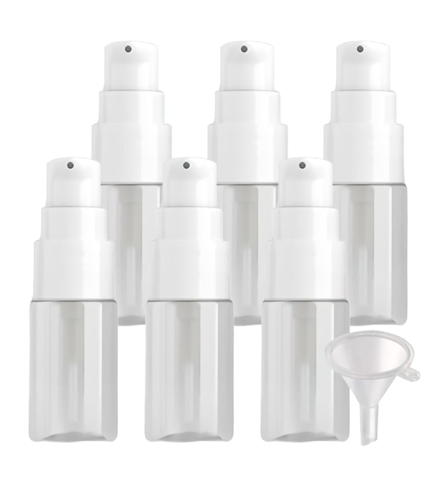 ZEOABSY 6 Pieces 10 ml Transparent Lotion Bottles with White Pump 10ml Empty PET Plastic Lotion Pump Bottle Cosmetic Gel Travel Container for Cosmetic Make up Cleaning + 1 x Funnel Transparent 10ml - Buy Online on GoSupps.com