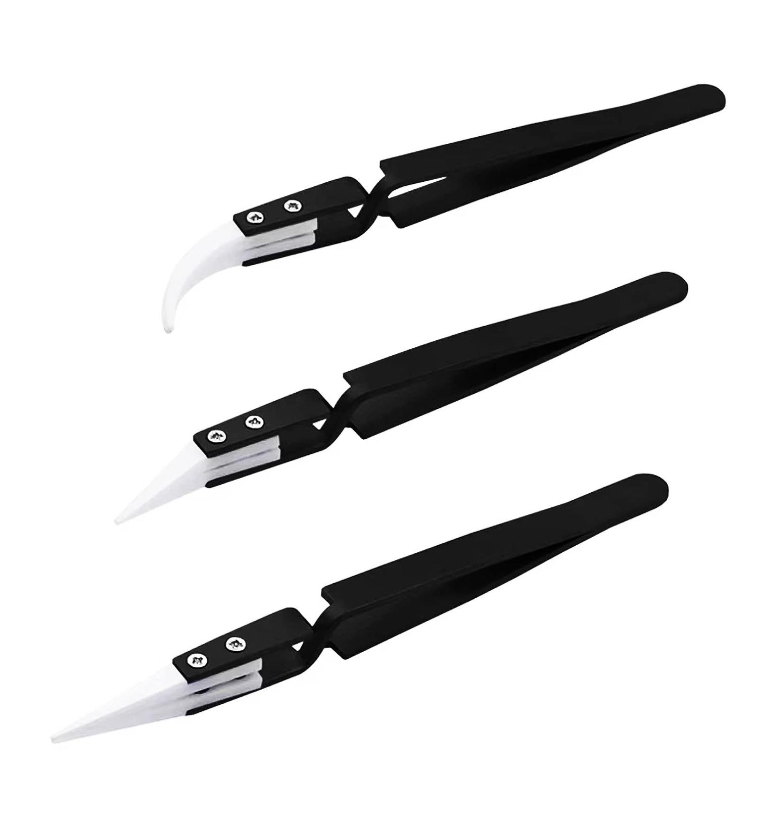 3 PCS Precision Reverse Ceramic Electronic Soldering Tweezers - Self Locking Hot Tweezers with Ceramic Tips - Buy Online on GoSupps.com