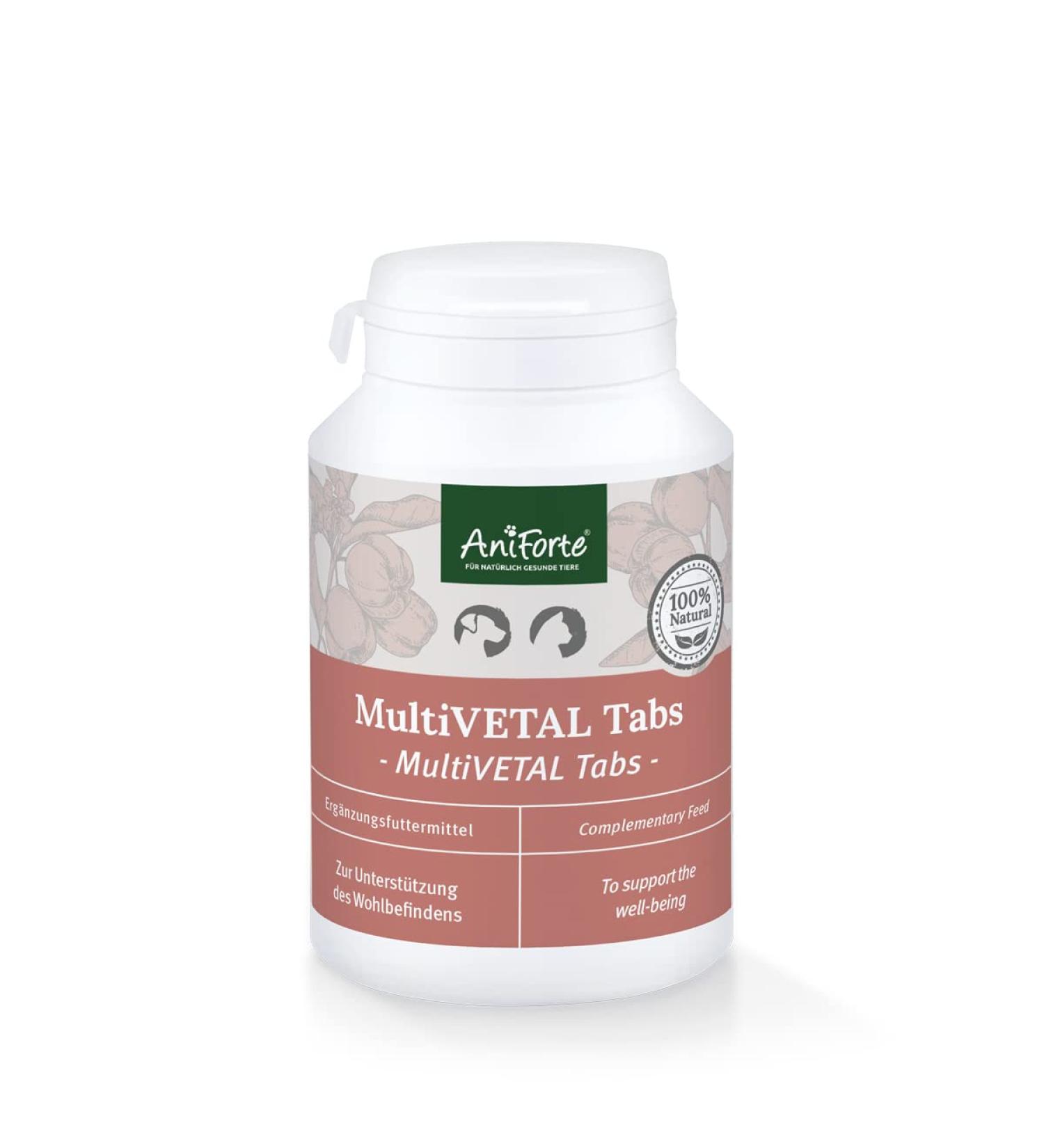 AniForte MultiVETAL Multivitamin for Dogs Cats 250 tablets - Multi-vitamins and natural nutrients for an optimal intake support of natural defenses - Buy Online on GoSupps.com