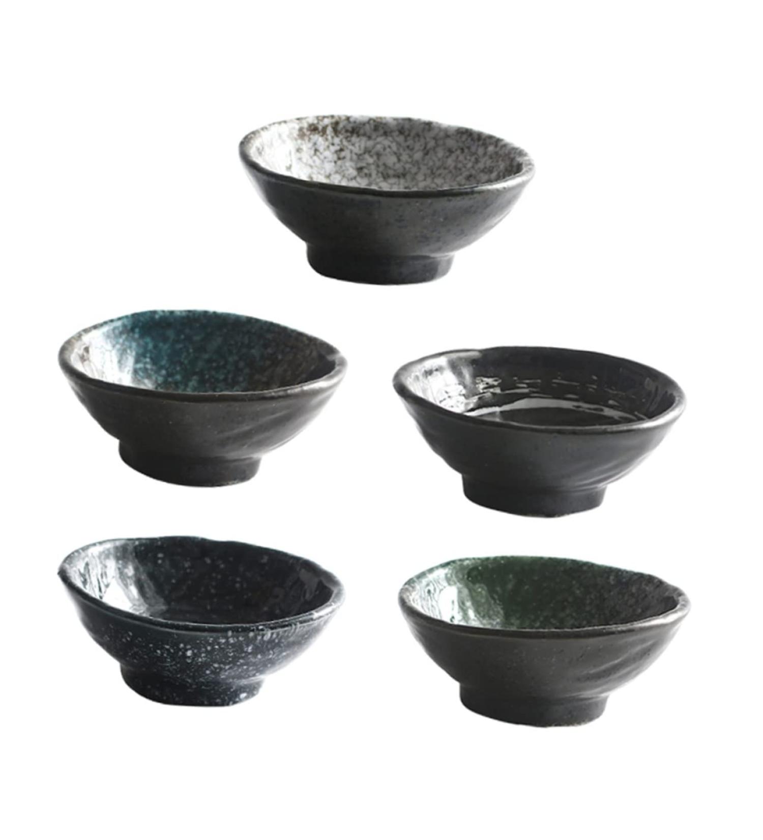 OUNONA 5 Pcs Seasoning Dish Ceramic Sauce Bowl Small Bowls for Dips Dipping Serving Bowls Sauce Dish Side Dish Small Sauce Ceramic Sauce Plate Japanese Mini Ceramics Vinegar re-usable 9X9X3.5CM Assorted Color - Buy Online on GoSupps.com