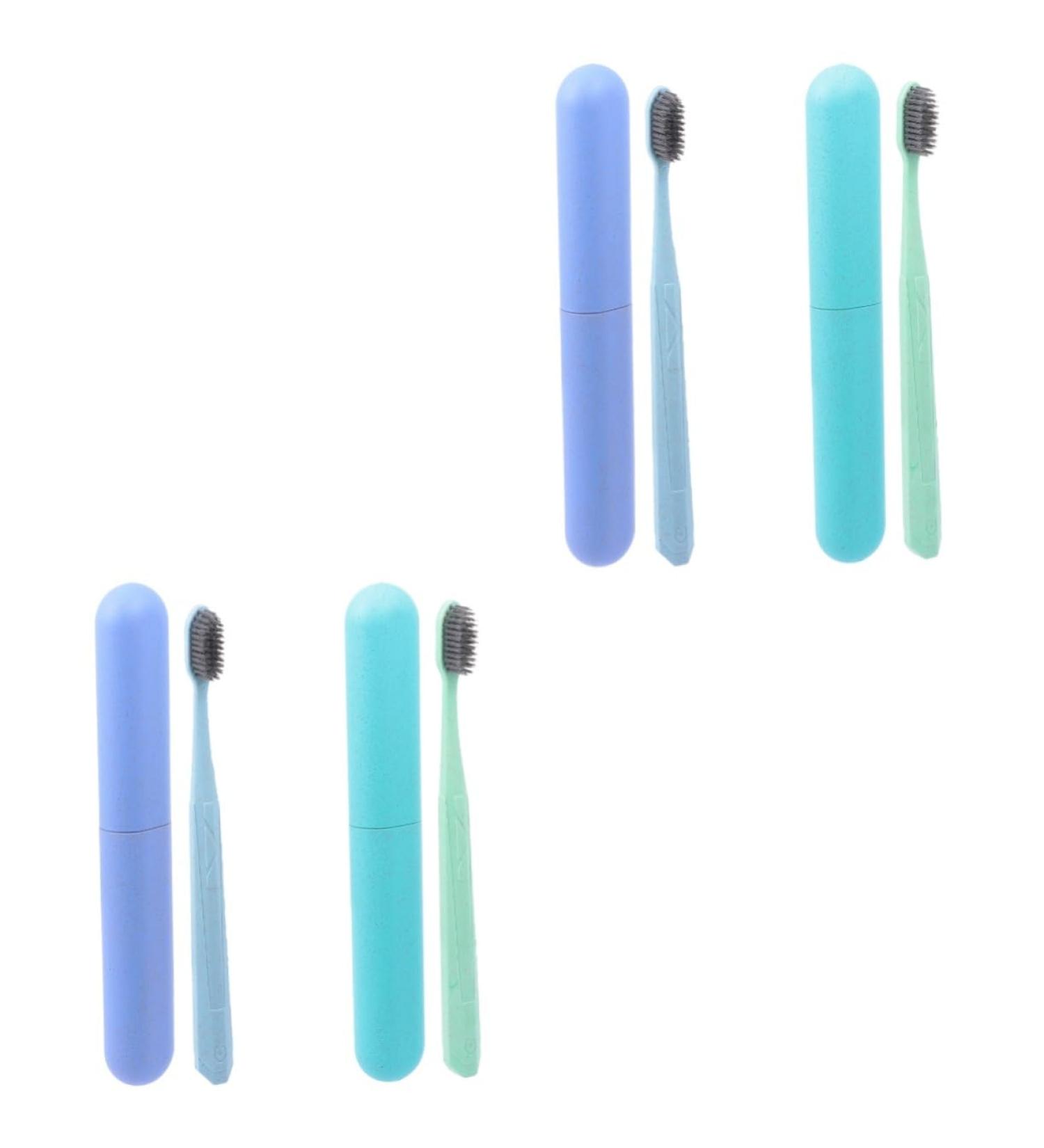 PartyKindom 4 Piece Travel Toothbrush Set | Colored Wooden Toothbrushes & Natural Gift for Gum Care - Buy Online on GoSupps.com