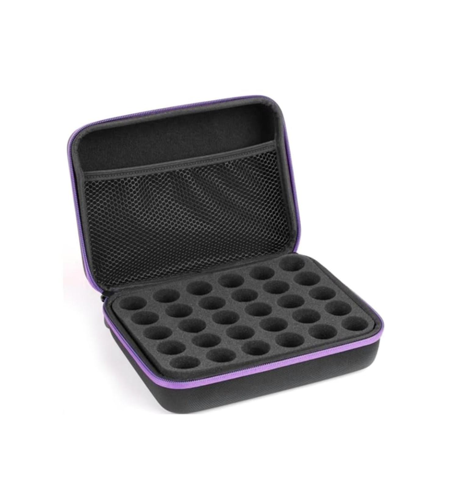 Kirgizta Waterproof Essential Oil & Nail Polish Storage Bag - 30 Slot EVA Pocket Organizer for 5ml 10ml 15ml Bottles (Purple Black) - International Shipping Available - Buy Online on GoSupps.com