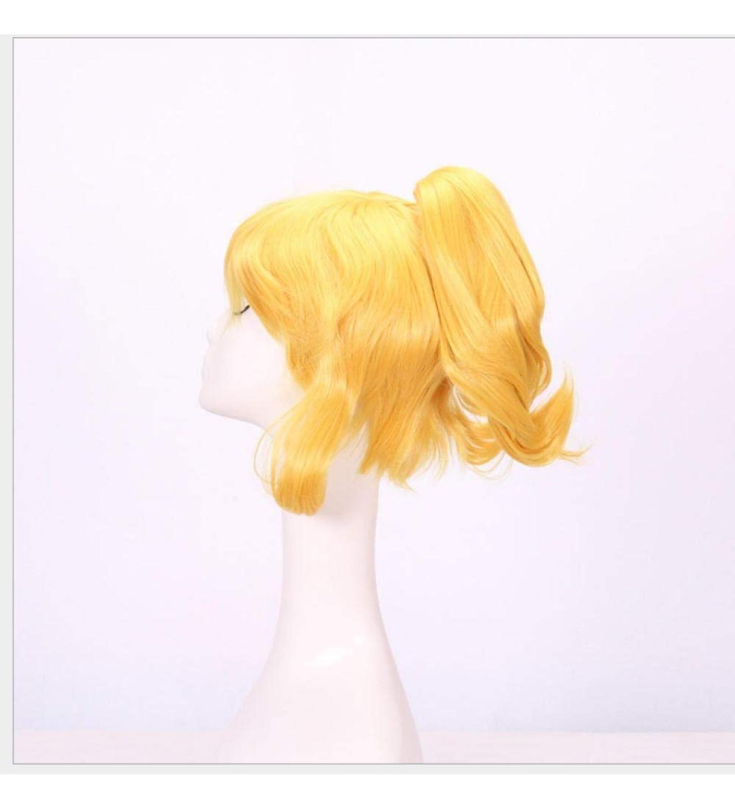 Short Yellow Synthetic Wig for Women | BGHJUE Halloween Blunt Cut | Stylish Straight Middle Part Wig - Buy Online on GoSupps.com