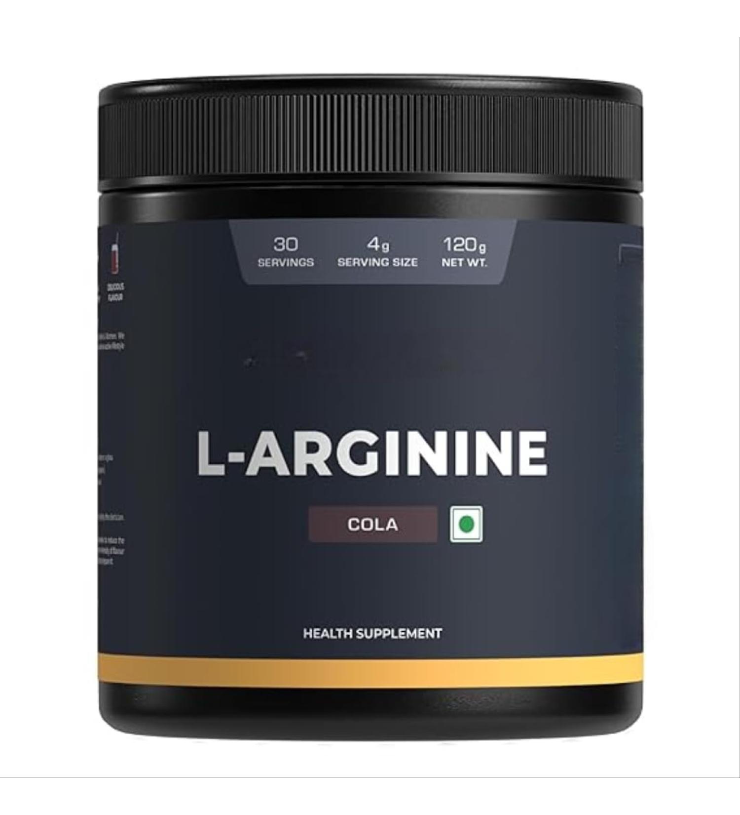 L-Arginine Supplement Cola Flavor Pre Workout Amino Acid for Endurance Muscle Building Healthy Immune System Powder - 120g - Buy Online on GoSupps.com