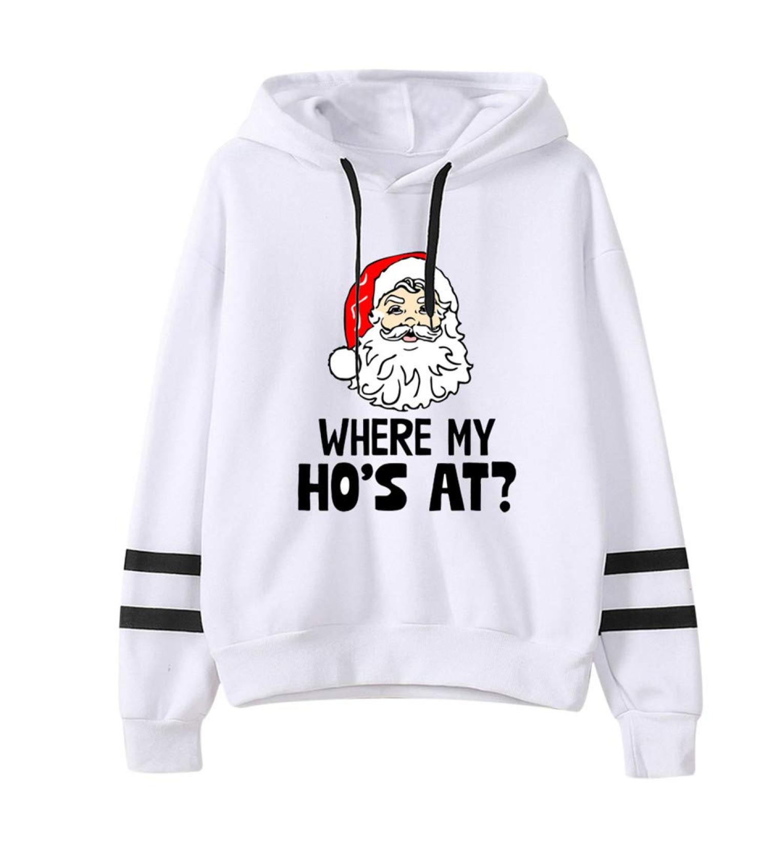 Bigfanshu Womens Dresses Fashion Christmas Sweater Print Hooded Round Collar Long Sleeves Tops - Buy Online on GoSupps.com