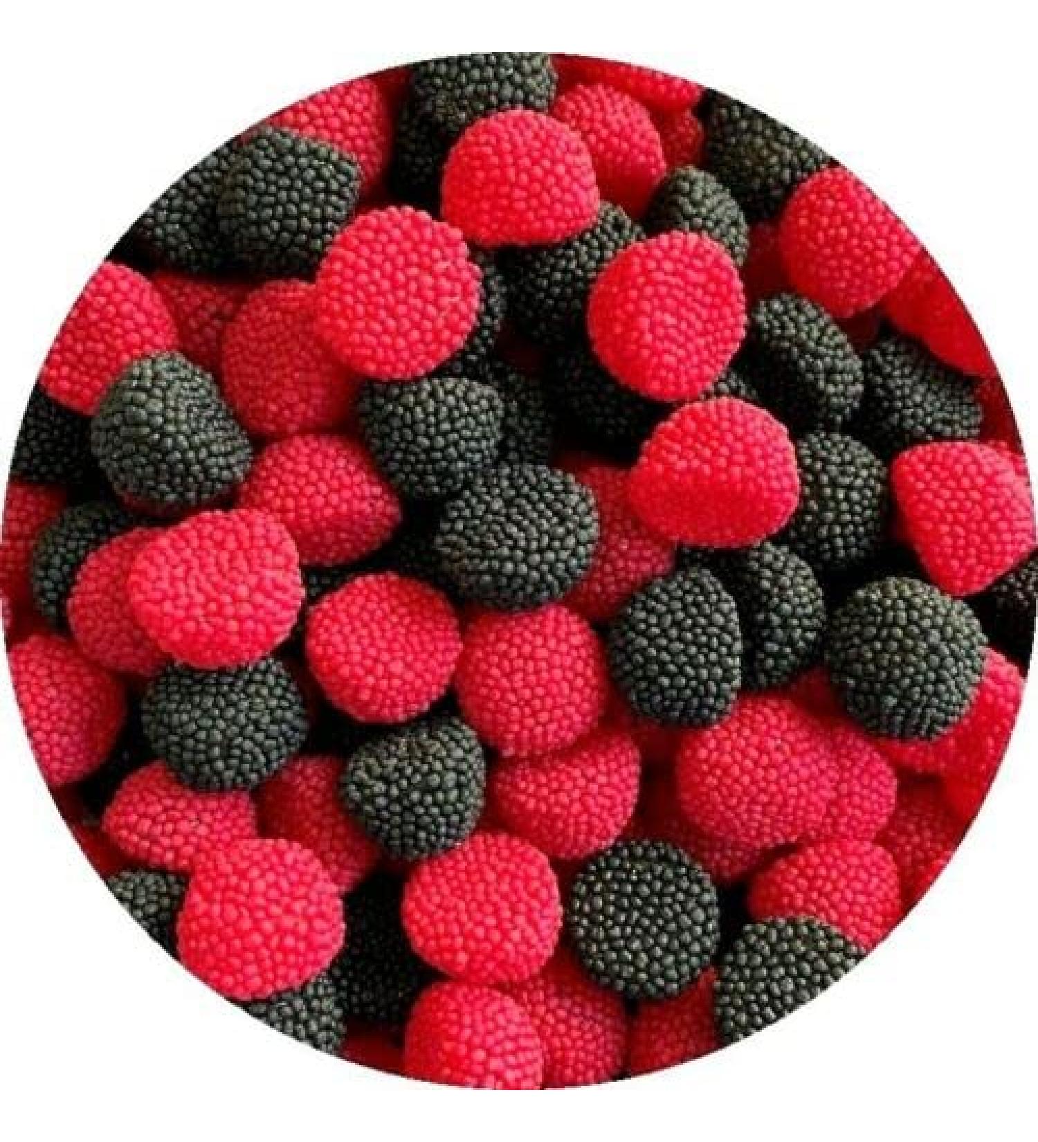 Crunchy Small Blackberry and Raspberry Sweets - 1 KG bag - Blackberries and Raspberries - Bobbly Sweets