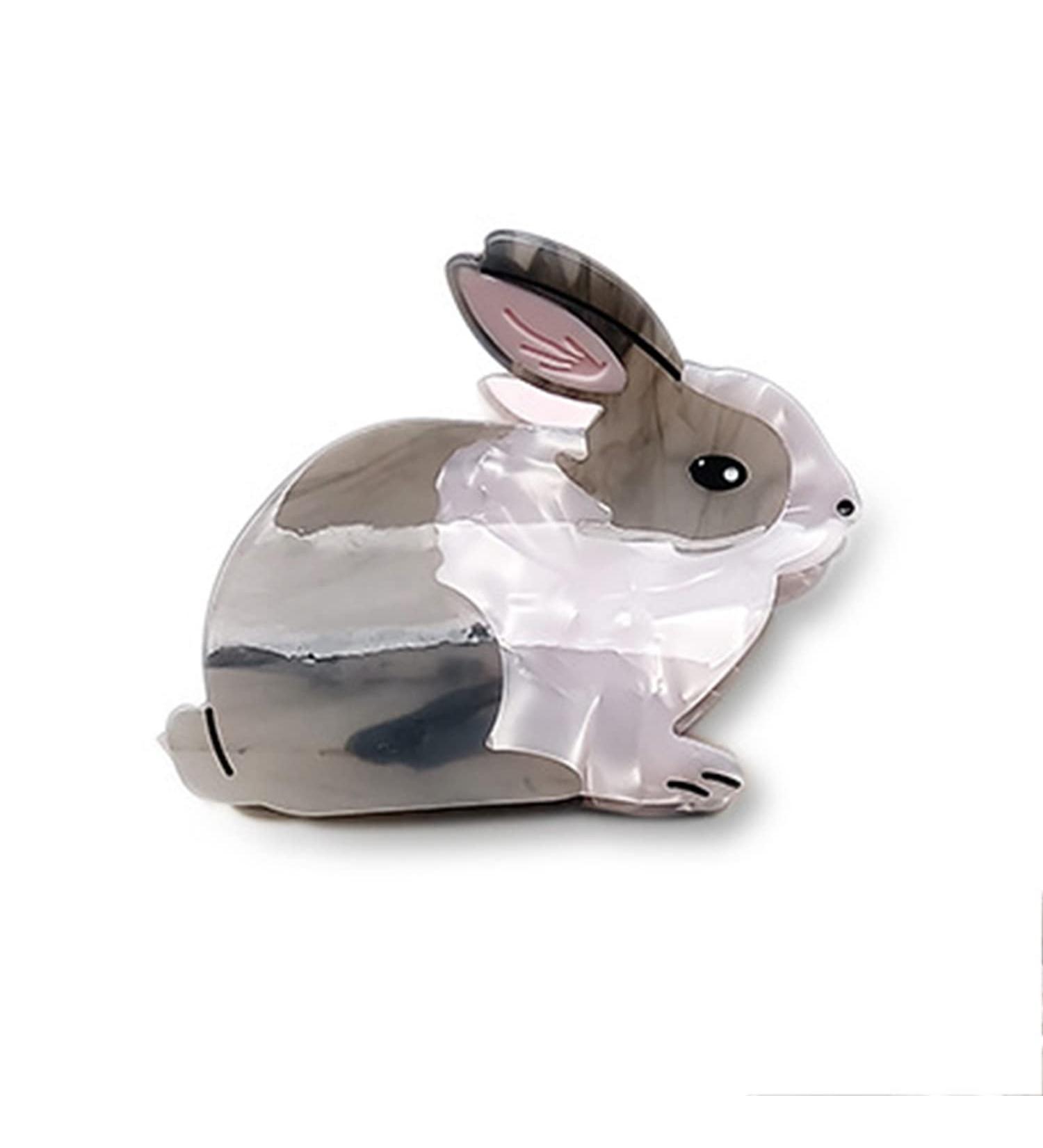 Cute Grey Bunny Hair Clips - Small Cellulose Acetate Hair Accessories for Girls (Pack of 2) - Buy Online on GoSupps.com