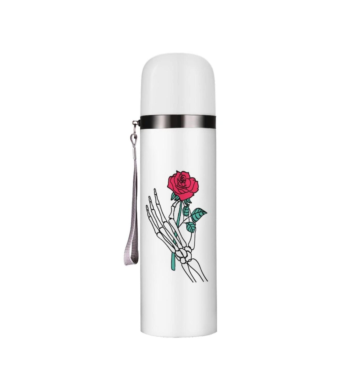 Rose Flower in Skeleton Hand Insulated Water Bottle 19 OZ Stainless Steel Travel Mug For Drink Sports Camping Hiking Outdoors - Buy Online on GoSupps.com