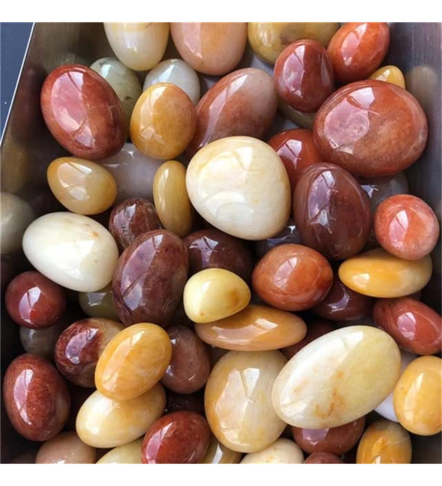 Natural Crystals Stone Golden Silk Jade Tumbled Stones for Christmas Decorations - (Color: Yellow Size: approx20-30mm) - Buy Online on GoSupps.com