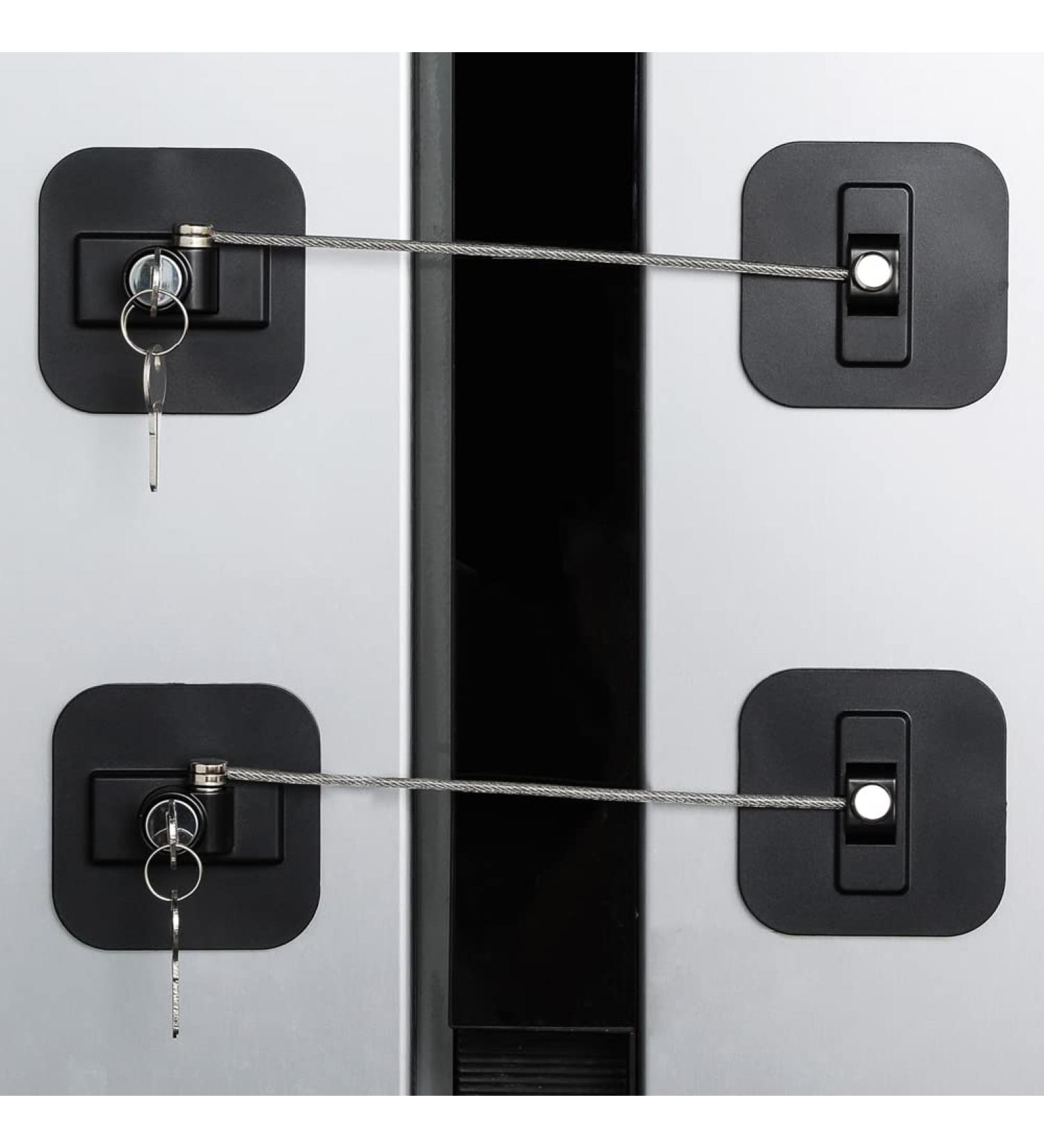 Fridge Lock 2 Pack Refrigerator Lock with Keys Freezer Lock and Child Safety Cabinet Lock (Fridge Lock-Black) - Buy Online on GoSupps.com