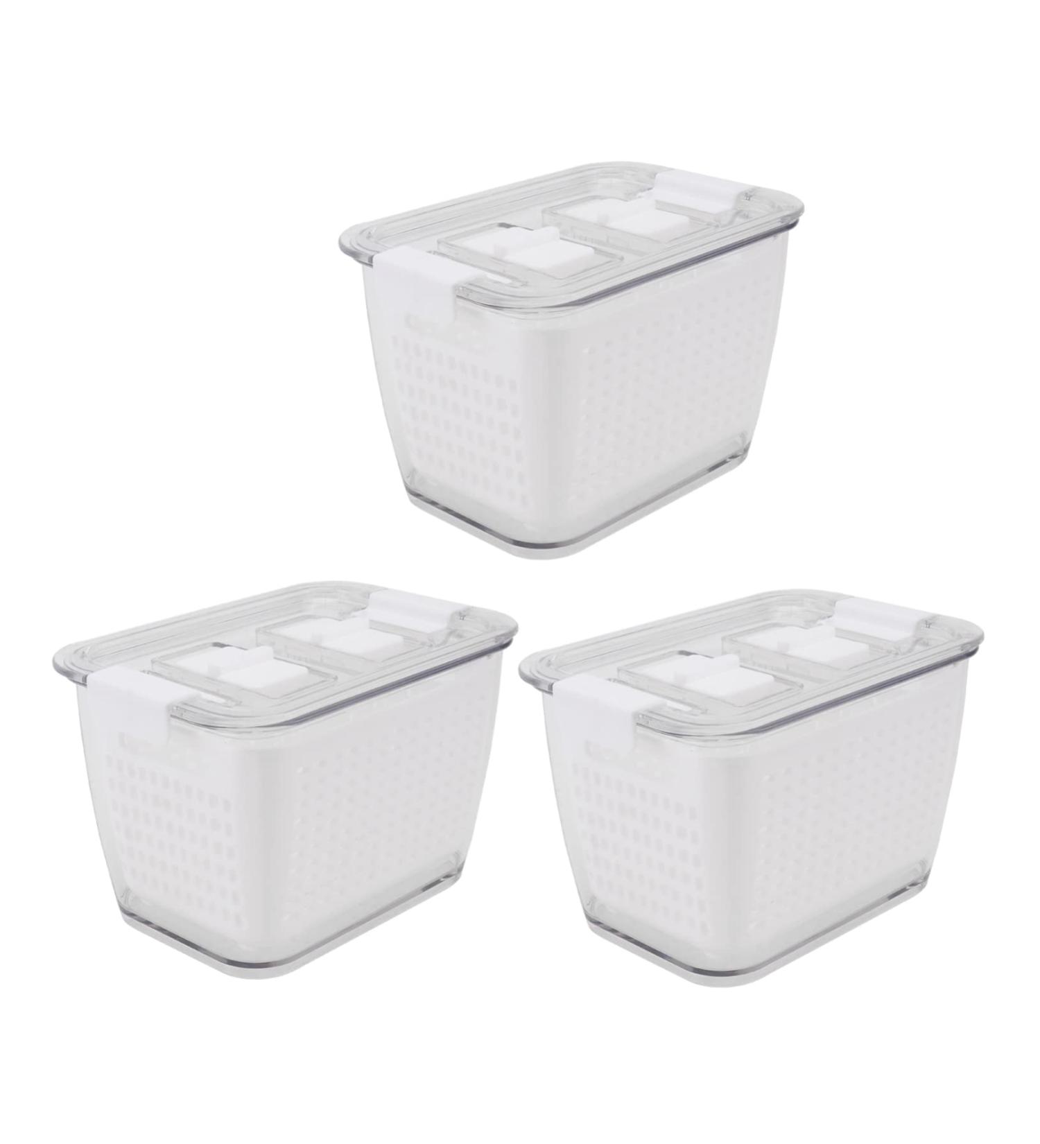Mipcase Plastic Washing Basket Fridge Food Container 3pcs Fridge Food Drainage Box Convenient Practical Food Sealing Box Kitchen Food Box Vegetables Colanders Strainers - Buy Online on GoSupps.com