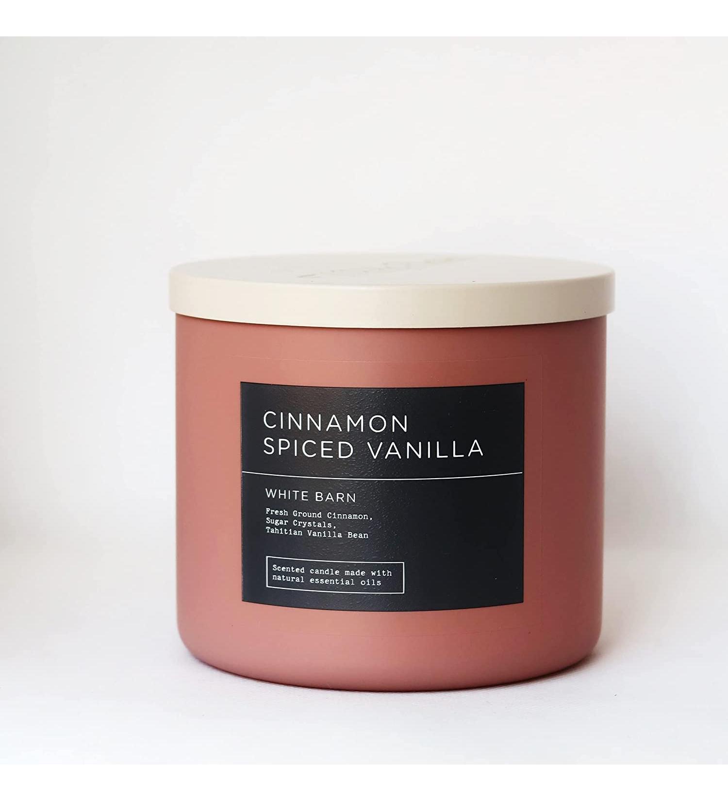 Bath & Body Works White Barn 3-Wick Candle w/Essential Oils - 14.5 oz - 2022 Spring Scents! (Cinnamon Spiced Vanilla)