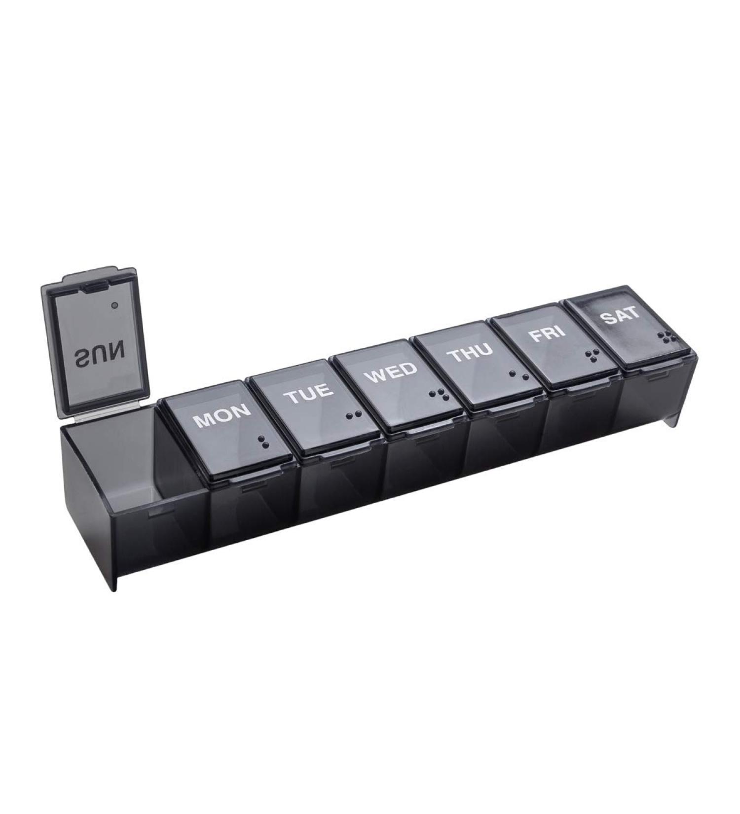 Ezy Dose Weekly Pill Organizer & Vitamin Case - 7-Day Medicine Box with Medium Compartments, Black - Made in USA - Buy Online on GoSupps.com