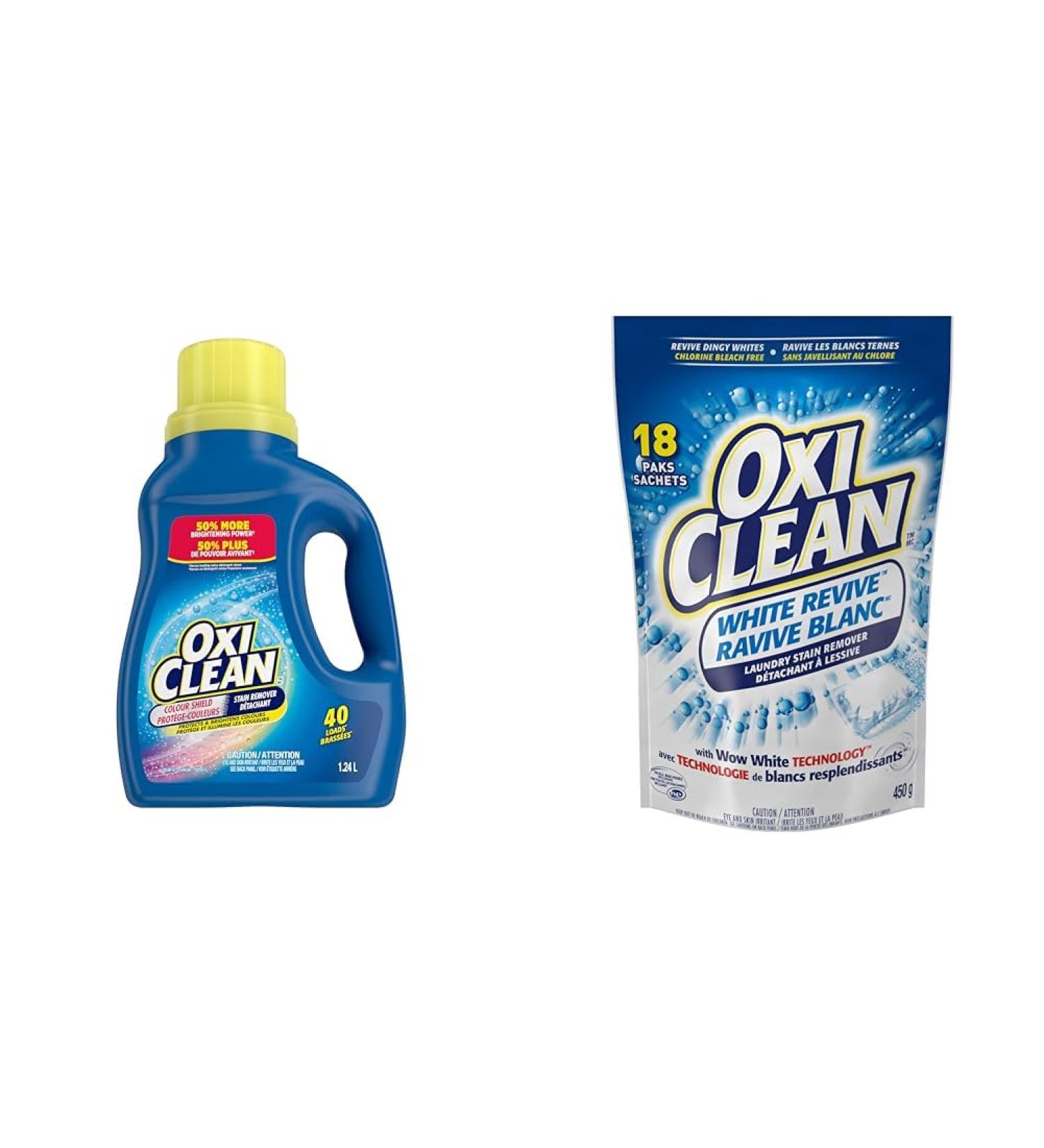 OxiClean Colour Shield Laundry Stain Remover Liqui-Gel 1.24-L & White Revive Laundry Stain Remover Paks 18 Count Gel + White Revive - Buy Online on GoSupps.com