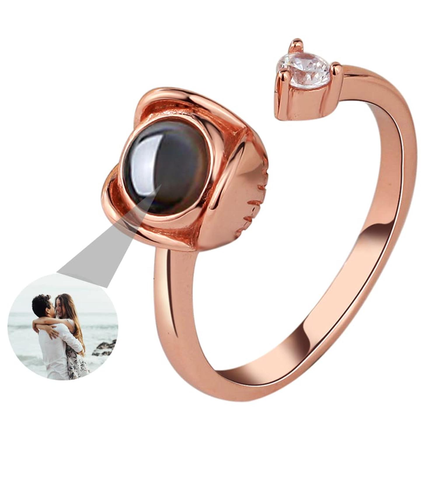Custom Photo Projector Ring | Personalized Crown-Shaped Engagement & Anniversary Ring for Women - Rose Gold - Buy Online on GoSupps.com