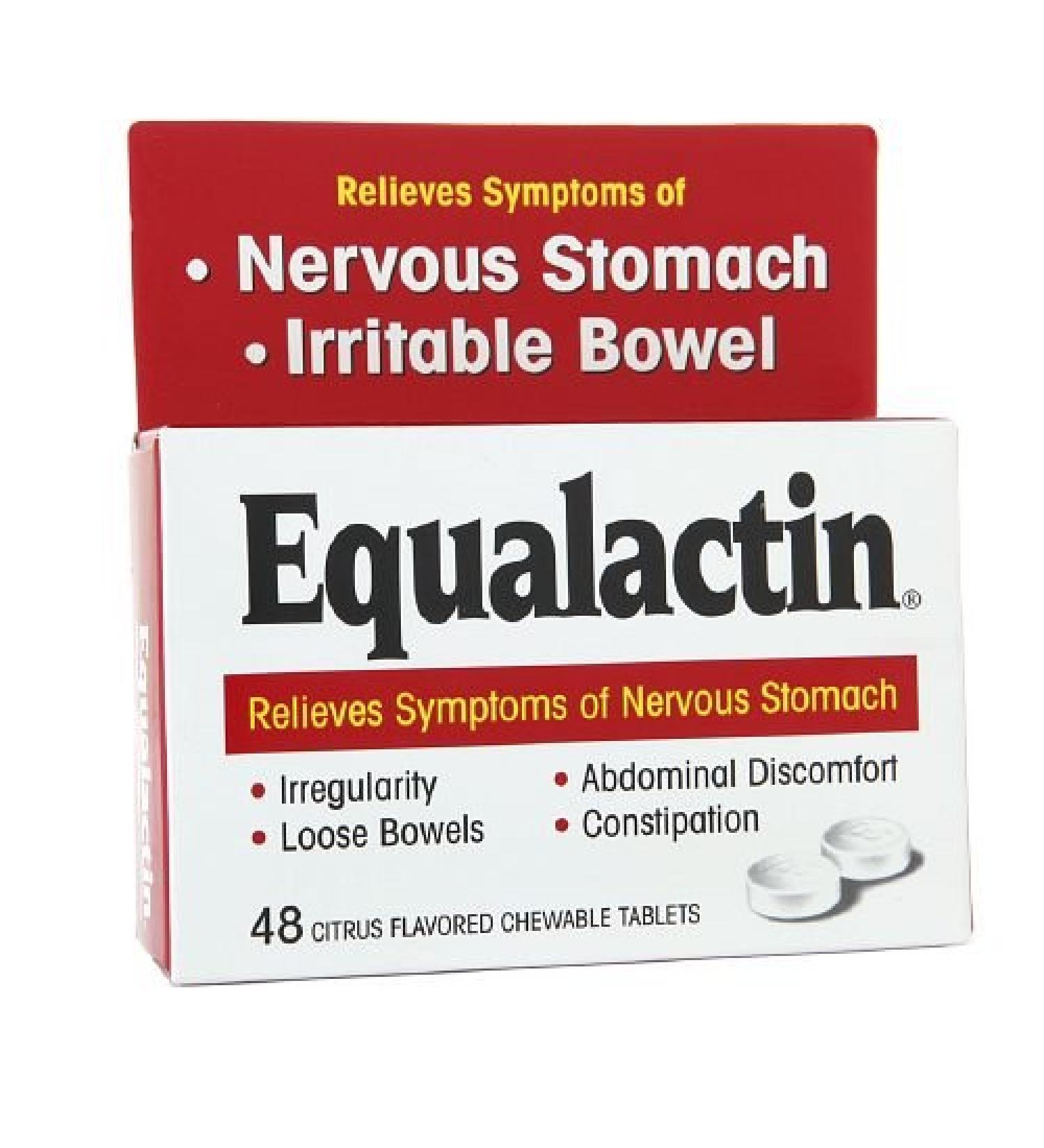 SOMIZOPEqualactin Laxative Chewable Tablets Relieves Symptoms of Nervous Stomach Citrus 48 ea