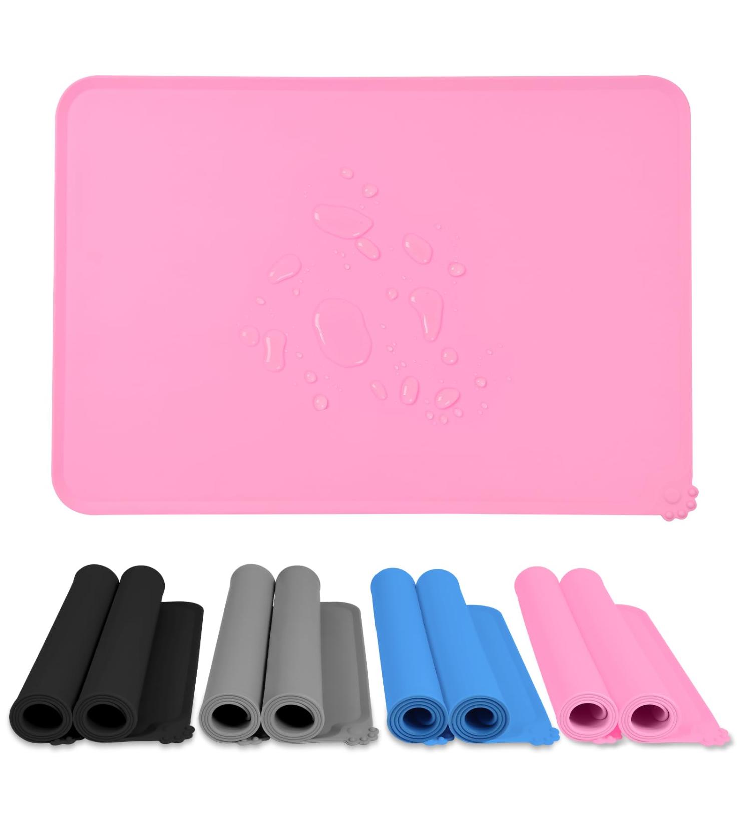 Buy Silicone Bowl Base Set (54x38cm) - Slipproof Dog & Cat Feeding Mat Waterproof & Durable - Pink 53x37cm - Buy Online on GoSupps.com