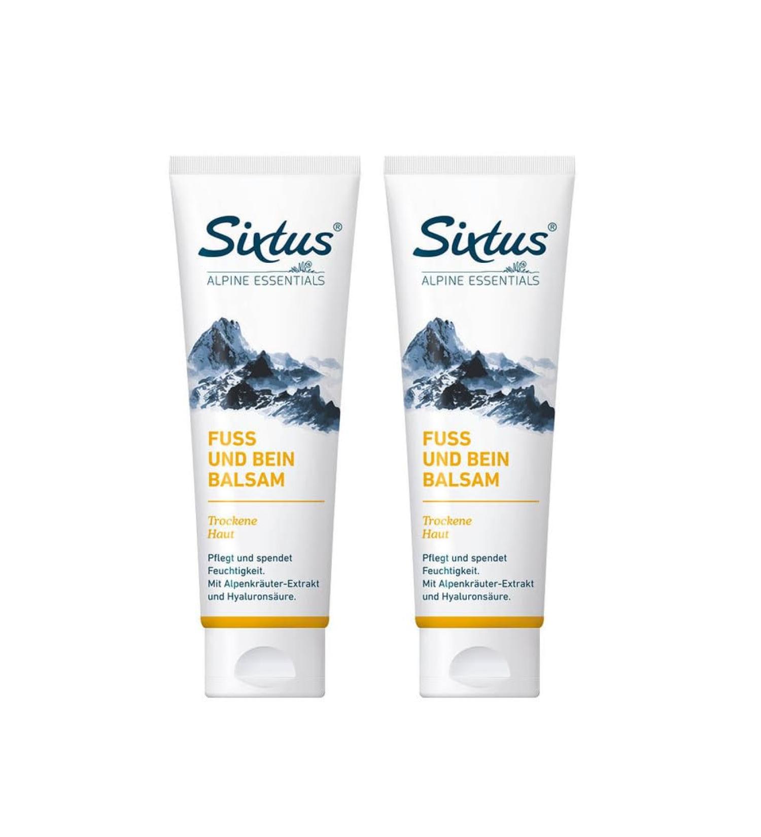 Sixtus Foot and Leg Balm with Shea Butter and Evening Primrose Oil - Intensive Care for Elastic and Supple Skin - 2 x 125 ml