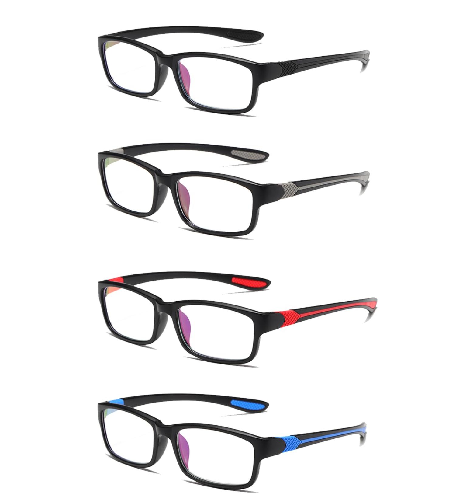 CAMKIDS 4 Pack Ultra Light Reading Glasses for Men & Women - Sport Style TR90 in Black Gray Blue Red | 2.0x Magnification - International Shipping Available - Buy Online on GoSupps.com
