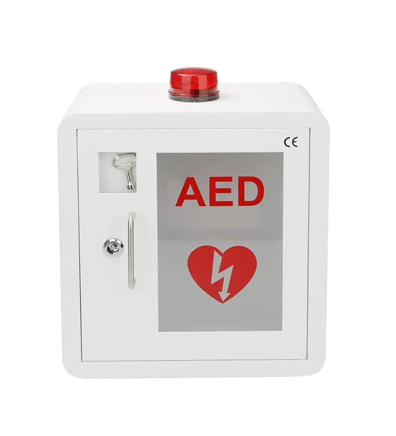 Buy Qianmei Wall-Mounted AED Defibrillator Storage Cabinet | First Aid Set with Alarm & Key for Office & Nursing Home | Compatible with Most AED Models - Buy Online on GoSupps.com