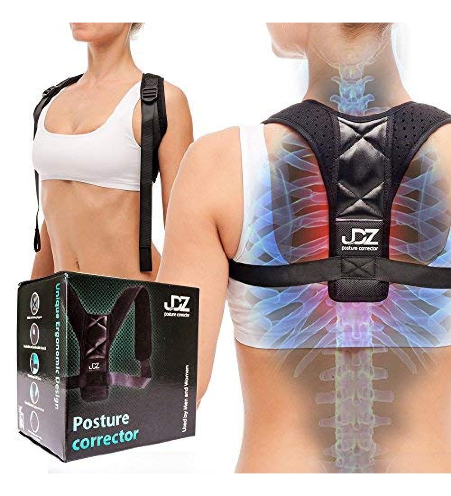JDZ Posture Corrector for Women and Men Adjustable Clavicle Posture Brace - Corrector Therapeutic - Posture Support for Scoliosis - Perfect Posture Trainer Corrector - Upper Back &Shoulder