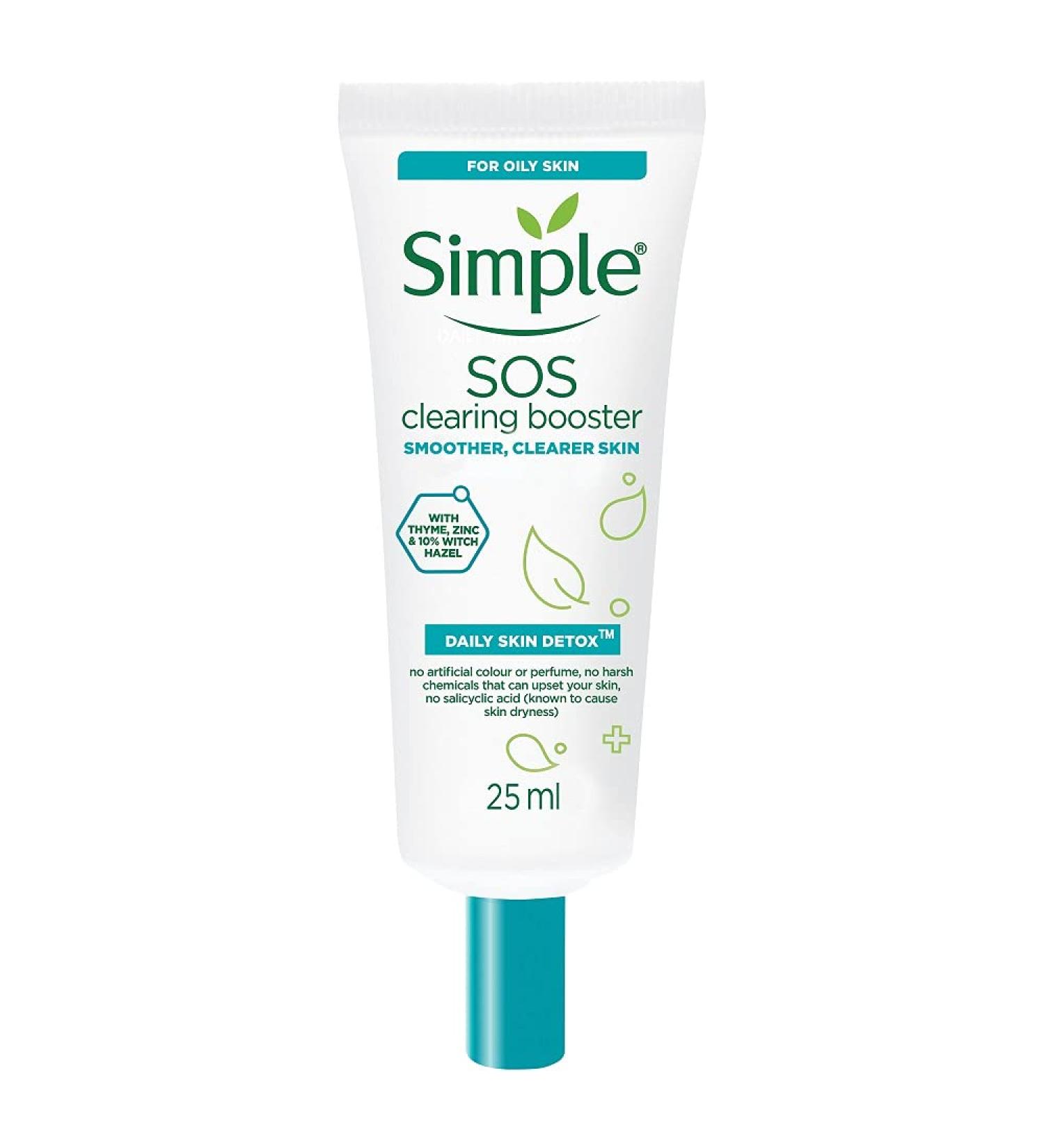 Simple Daily Skin Detox SOS Clearing Booster 25ml - Thyme Zinc & Witch Hazel for Shine & Blemish Control - International Shipping Available - Buy Online on GoSupps.com