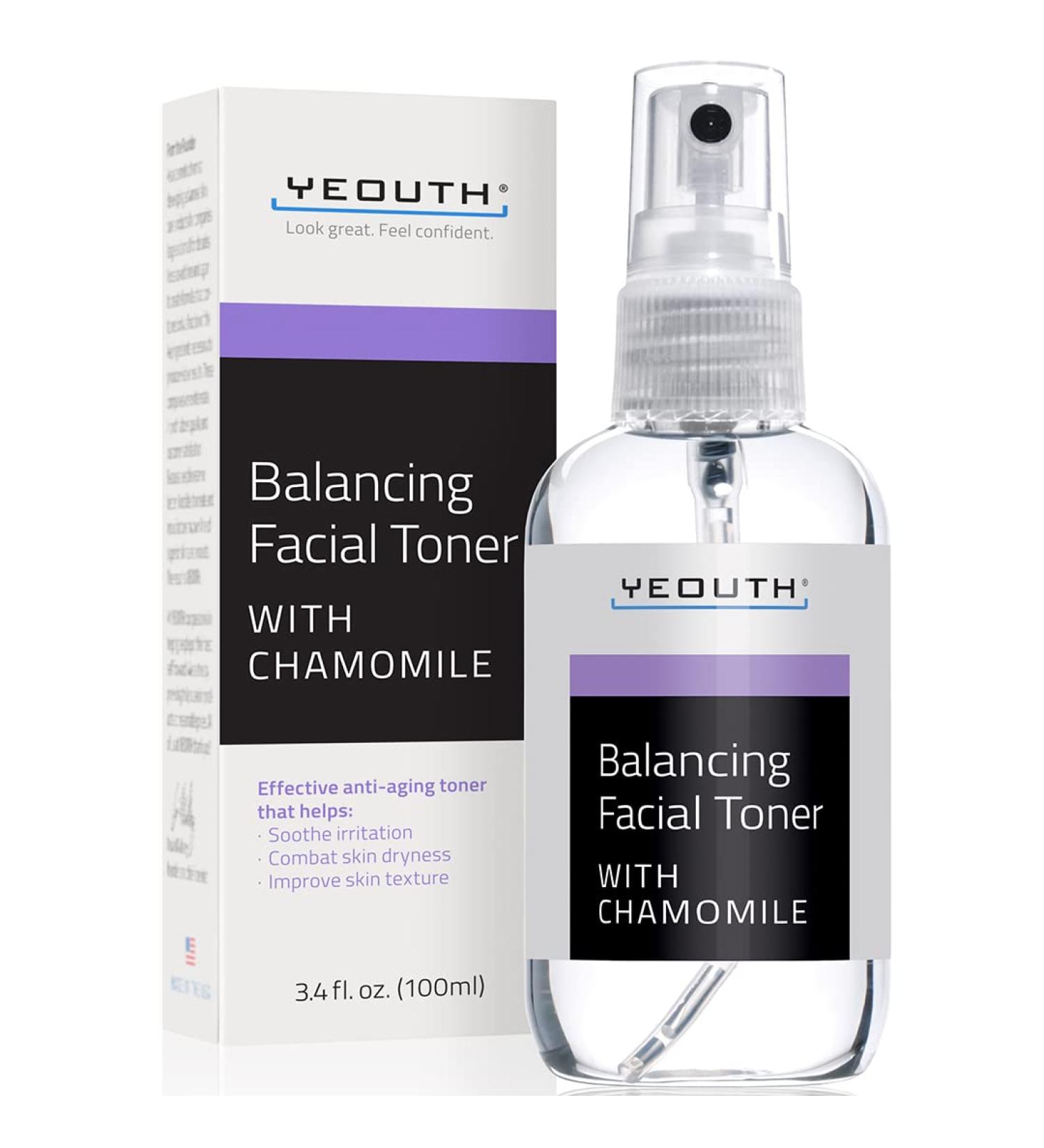 YEOUTH Balancing Facial Toner Spray with Chamomile - Hydrating Anti-Aging Toner for Face Wrinkles, Pores, Dull Skin & Dark Spots - 3.38 Fl Oz - Buy Online on GoSupps.com