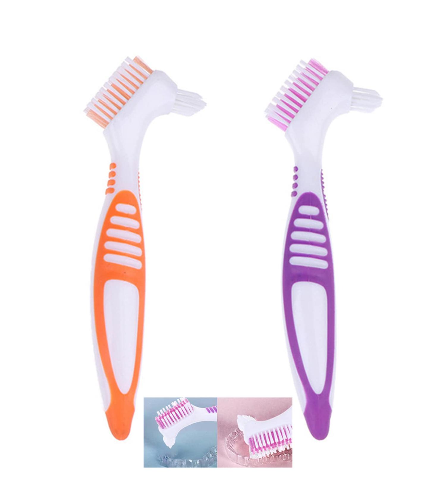 Lacymc Premium Toothbrush Prostheses Set - 2 Pcs Multi-Layer Bristles & Ergonomic Racks (Orange & Lila) - International Shipping - Buy Online on GoSupps.com