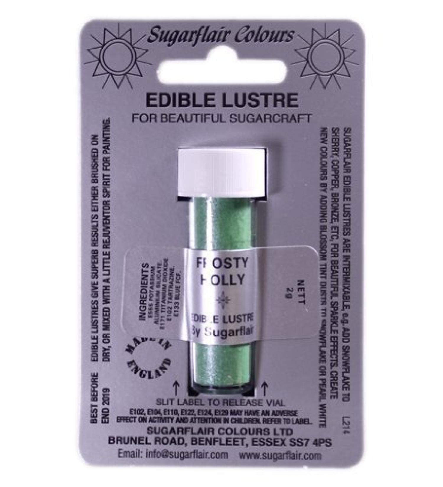 Sugarflair FROSTY HOLLY Edible Lustre Dust Powder - Cake decorating shimmer