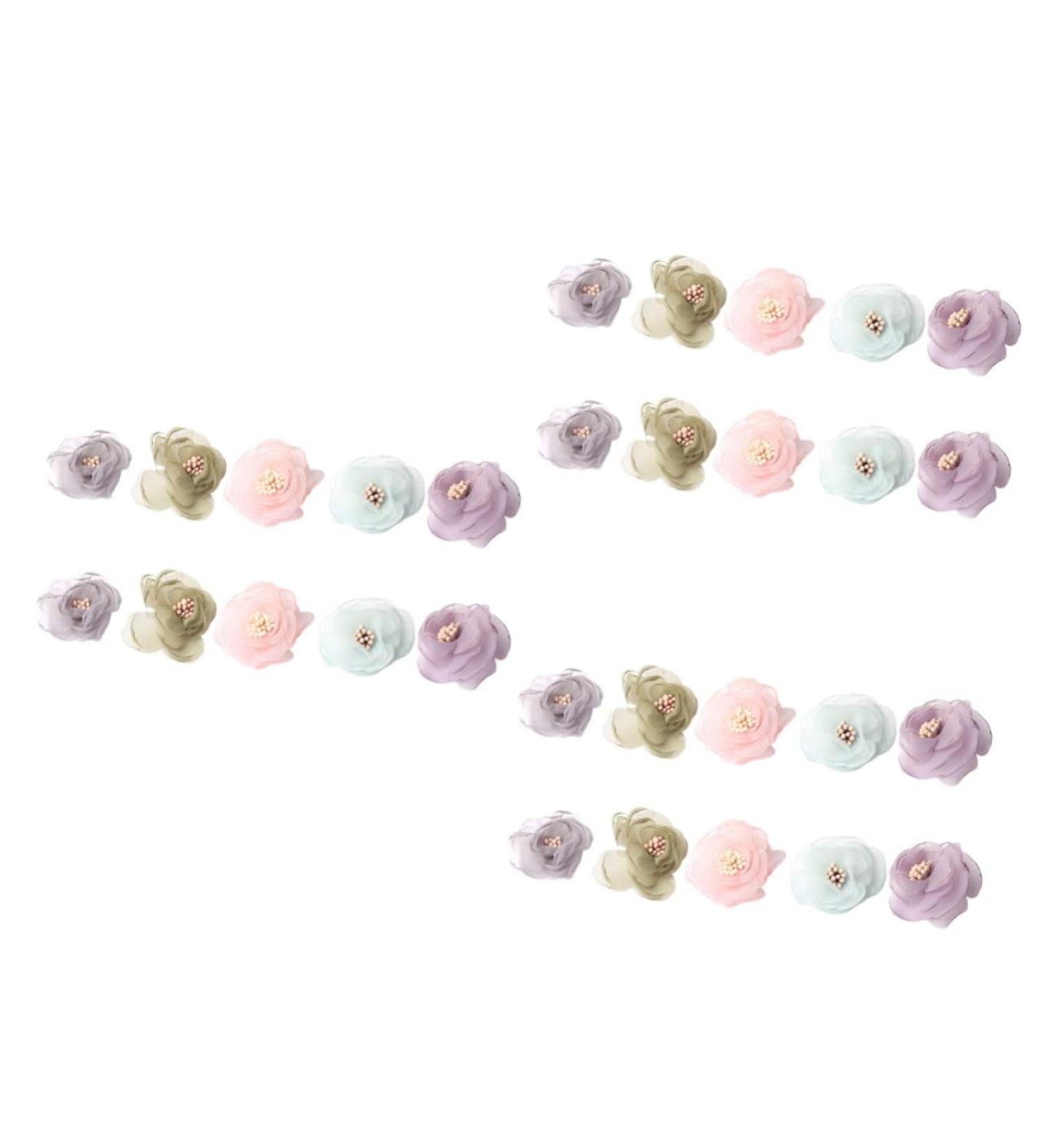COHEALI 30 Pcs Silk Flower Fabric Chiffon Flowers Sewing Flower Cloth Flower Craft Flower Perm Flower Head Picture 1x3pcs 4*4CMx3pcs - Buy Online on GoSupps.com