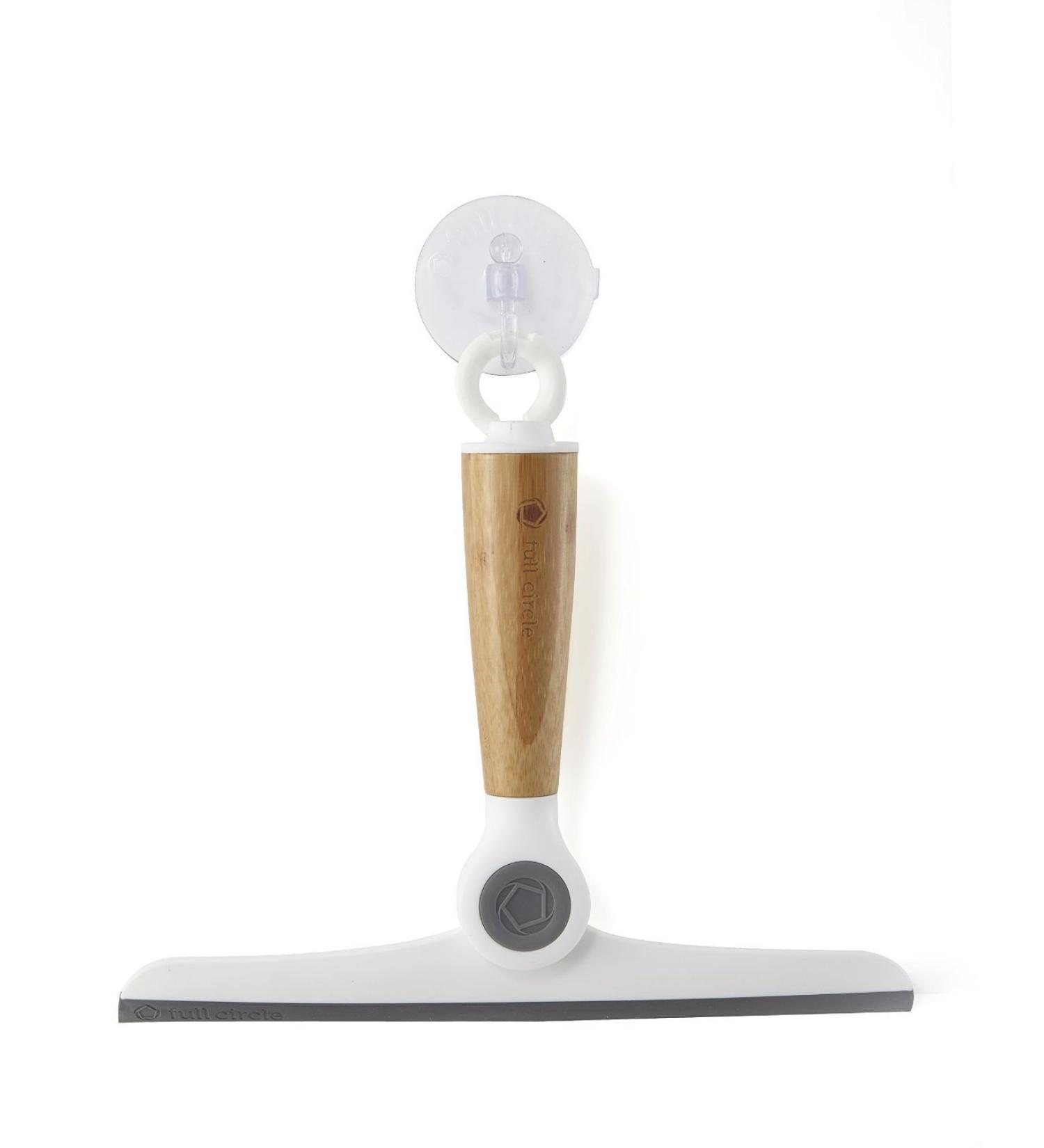 Full Circle Pivoting Shower Squeegee Set - 2 Piece, White with Hanging Hook - Buy Online on GoSupps.com