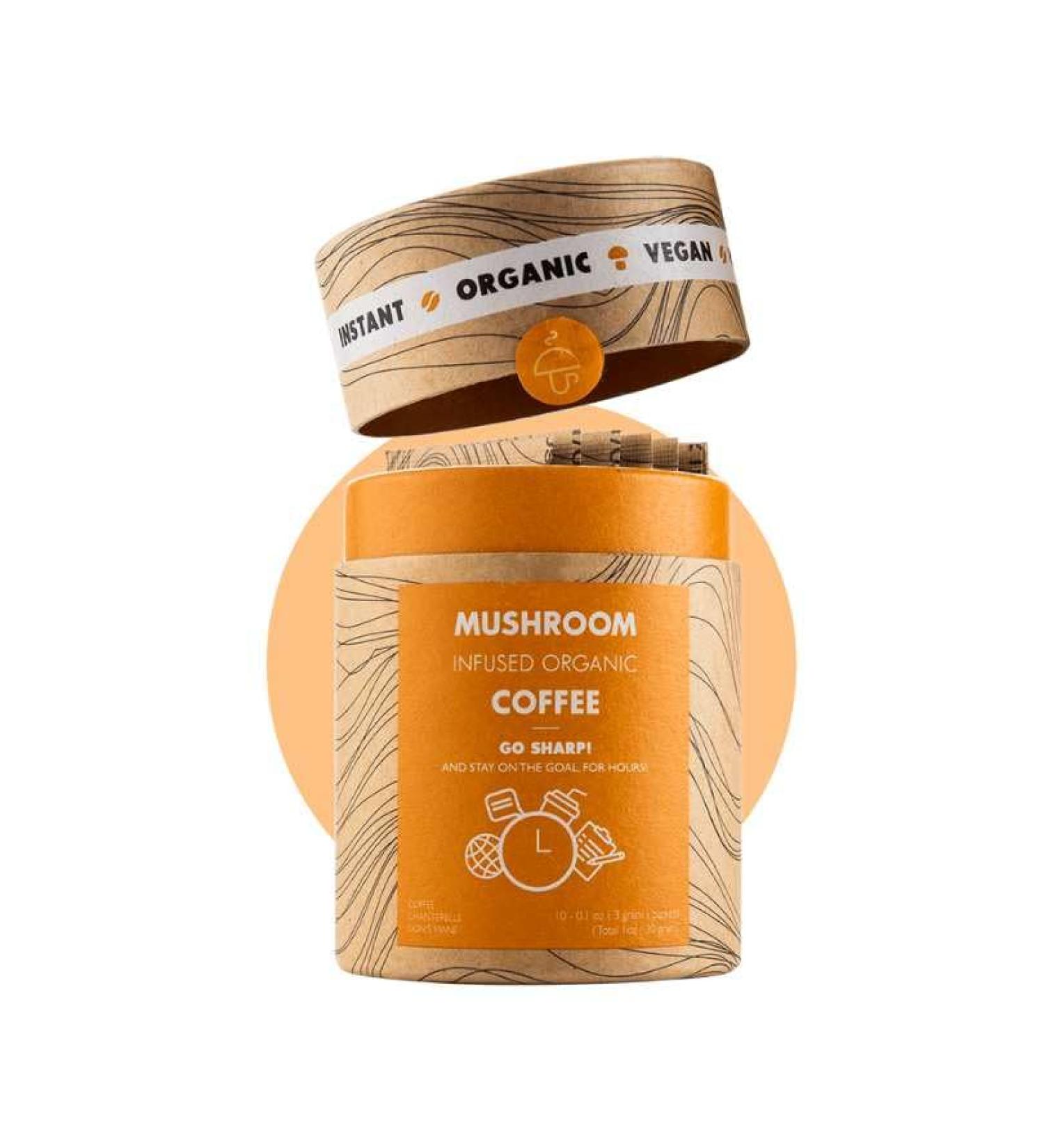 MushroomCups GoTireless Coffe | Premium Mushroom Instant Coffe | Organic Mushroom Arabica Coffee | 10 servings (30 g Lion s Mane/Chanterelle) Lion s Mane / Chanterelle 1.06 Ounce (Pack of 1) - Buy Online on GoSupps.com