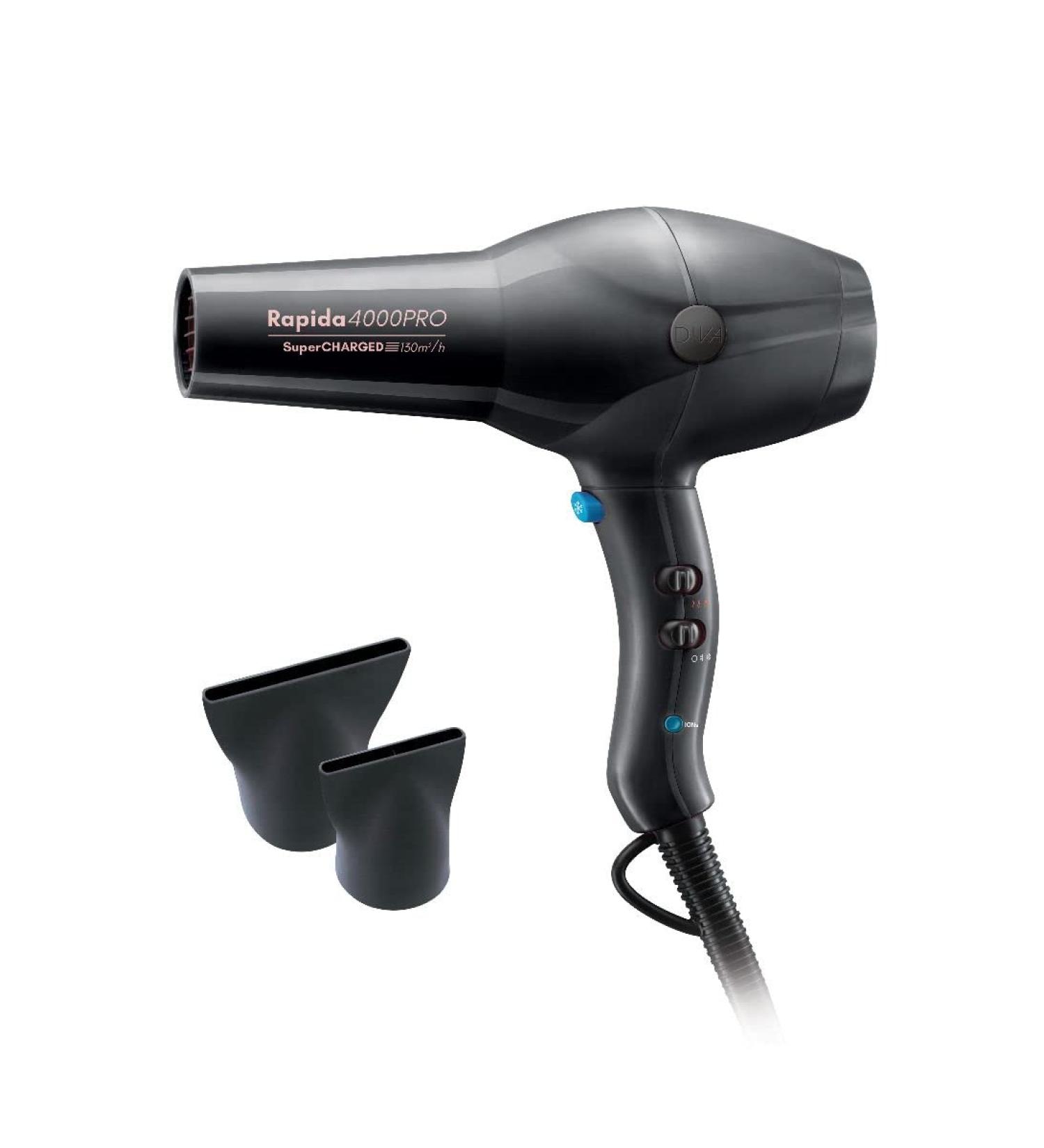 Salon Europe Diva Pro Styling Rapida 4000 Pro Professional hairdryer with ionic conditioning 2200 W onyx 750 g