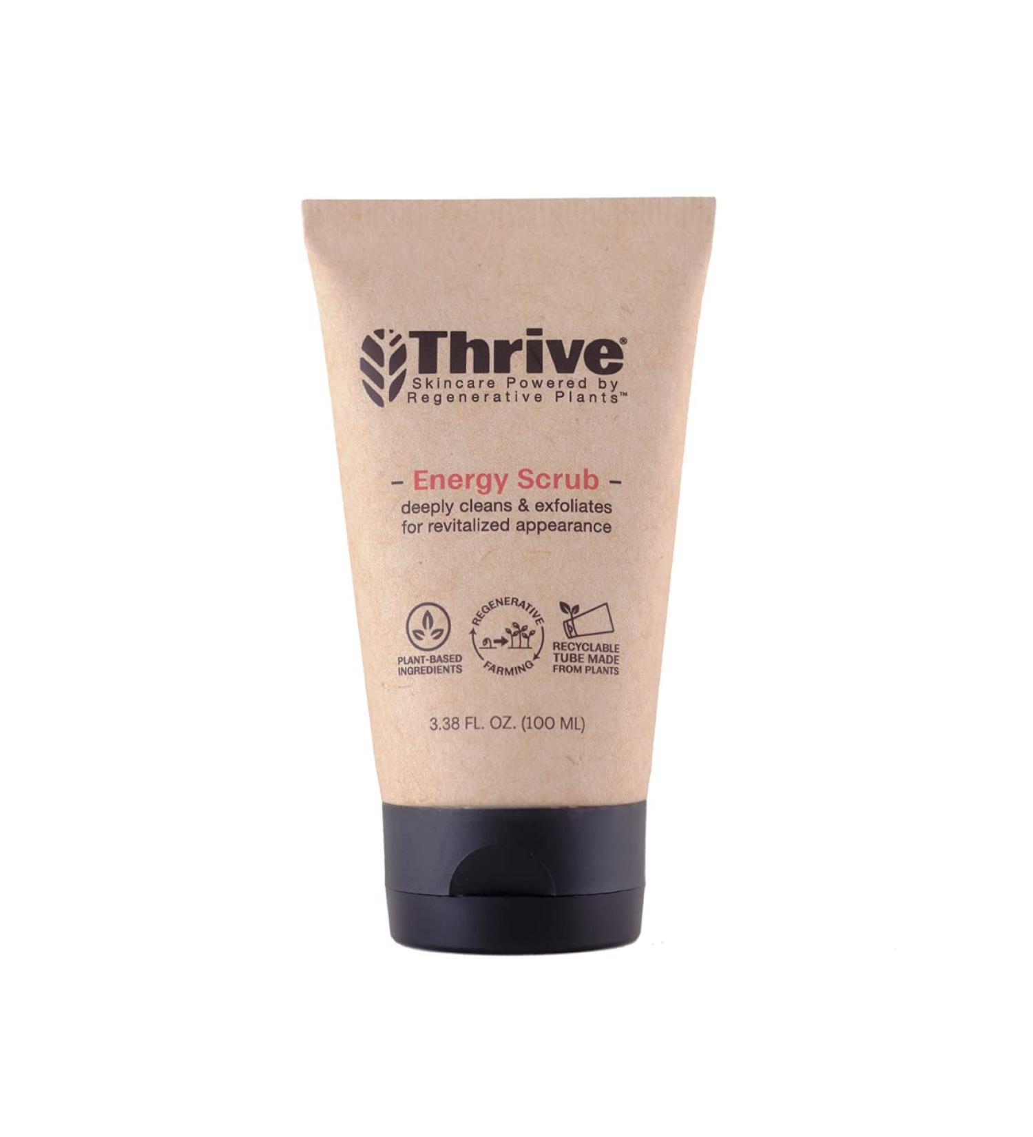 THRIVE Natural Face Scrub - Exfoliating Face Wash for Men & Women - Made in USA - Vegan Formula with Anti-Oxidants - Unclogs Pores & Prevents Ingrown Hairs - 3.38 Fl Oz - Buy Online on GoSupps.com