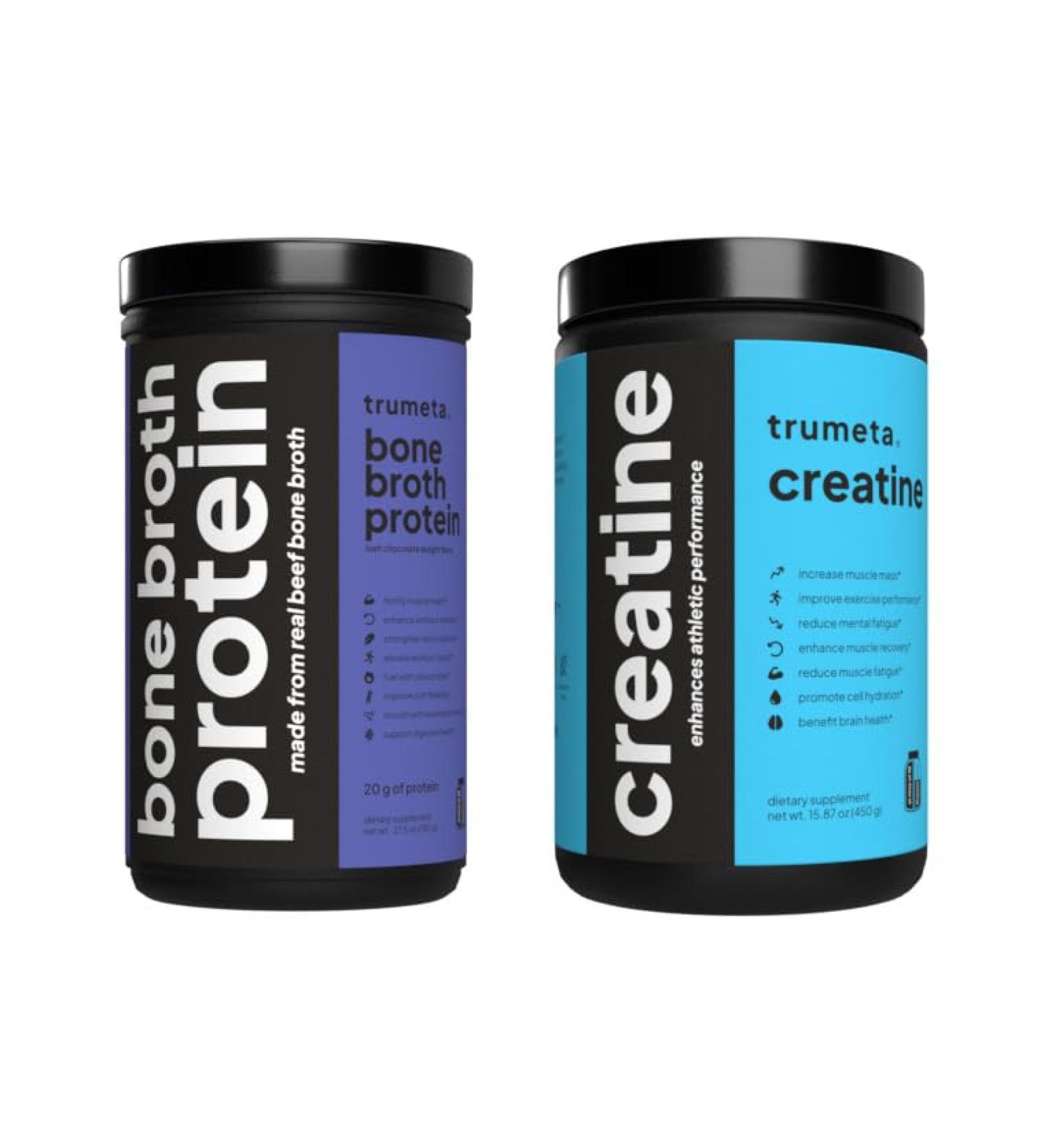 TRUMETA Beef Bone Broth Protein Powder Creatine Monohydrate Powder for Muscle Workout Recovery and Skin Health - Buy Online on GoSupps.com