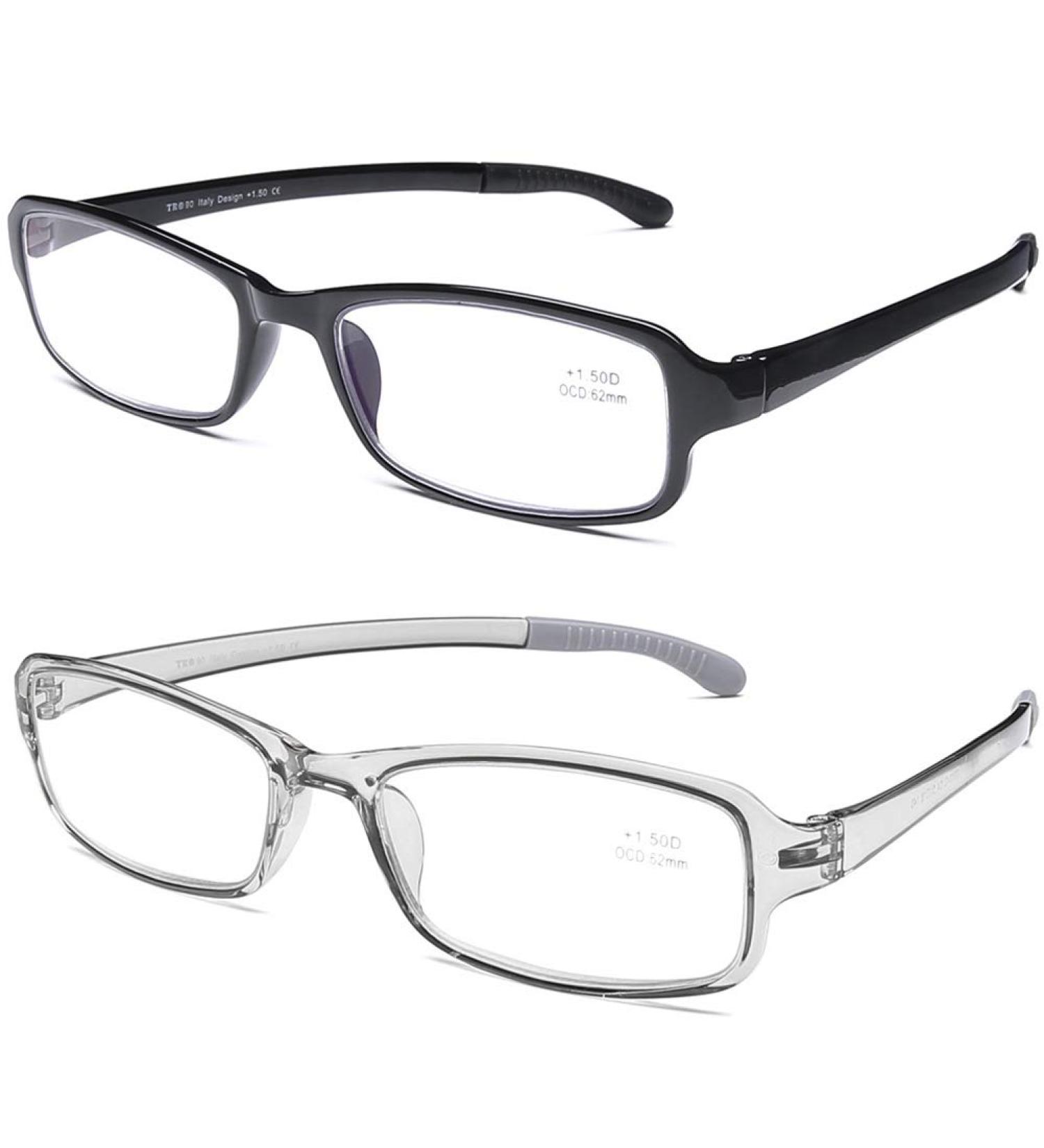 DOOViC Blue Light Filter Computer Reading Glasses TR1042 | Lightweight TR90 Frame - Black & Grey 2.0x Magnification - Buy Online on GoSupps.com