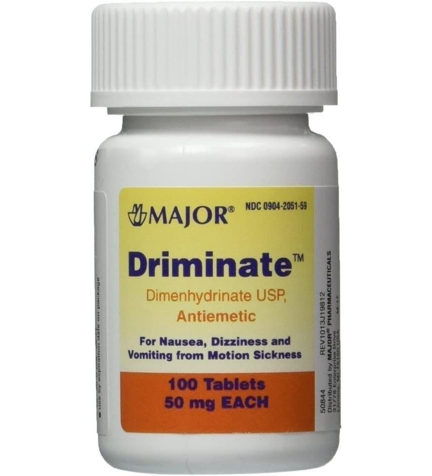 Driminate Generic 50mg Anti-Nausea Tablets - 100 Count | Motion Sickness Relief - Buy Online on GoSupps.com