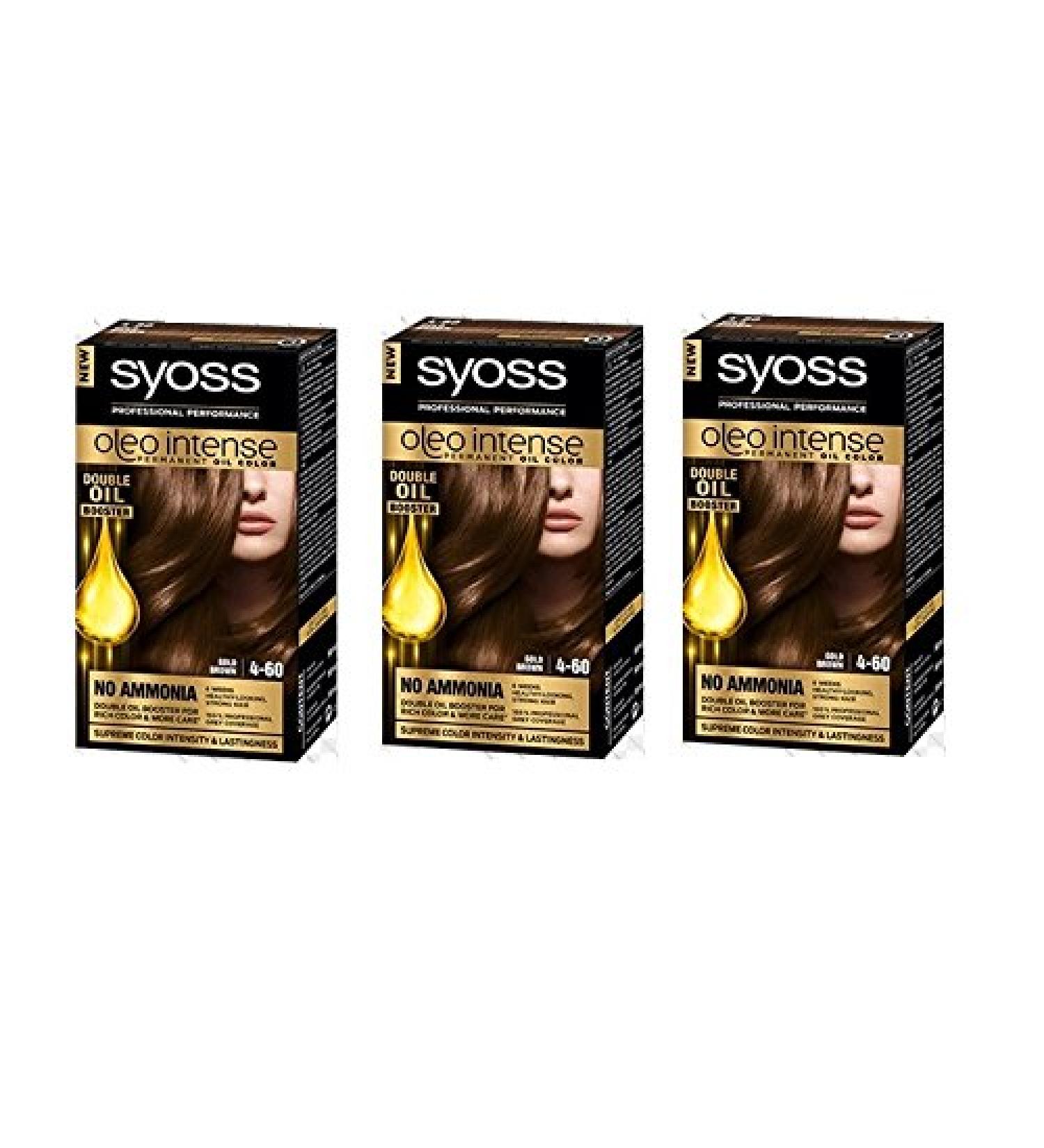 Syoss Oleo Intense Permanent Intensive Oil Color 460 GOLD BROWN Pack of 3