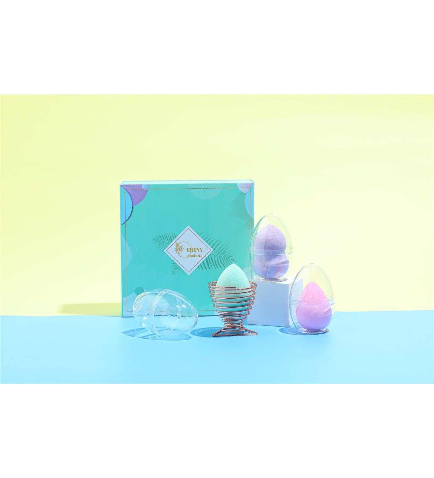 Makeup sponge/Beauty blender Latex Free for Liquids Creams and Powder 3pc with Blender Holder (Green)