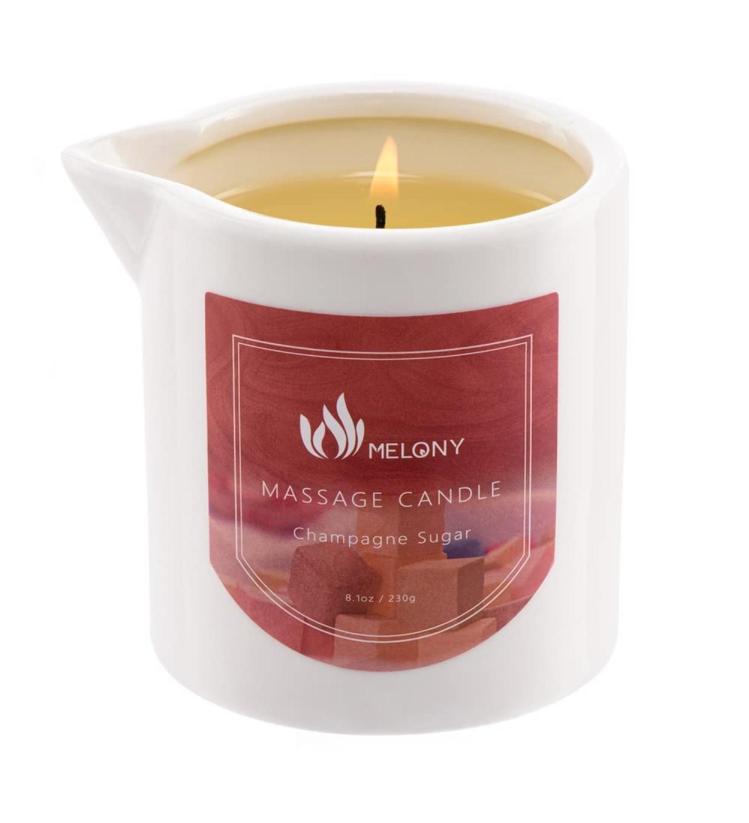 MELONY Massage Candle - Moisturizing Body Oil Candle for Home Spa Gifts | Holiday Gift for Men & Women | 8.1oz Champagne Sugar - Buy Online on GoSupps.com