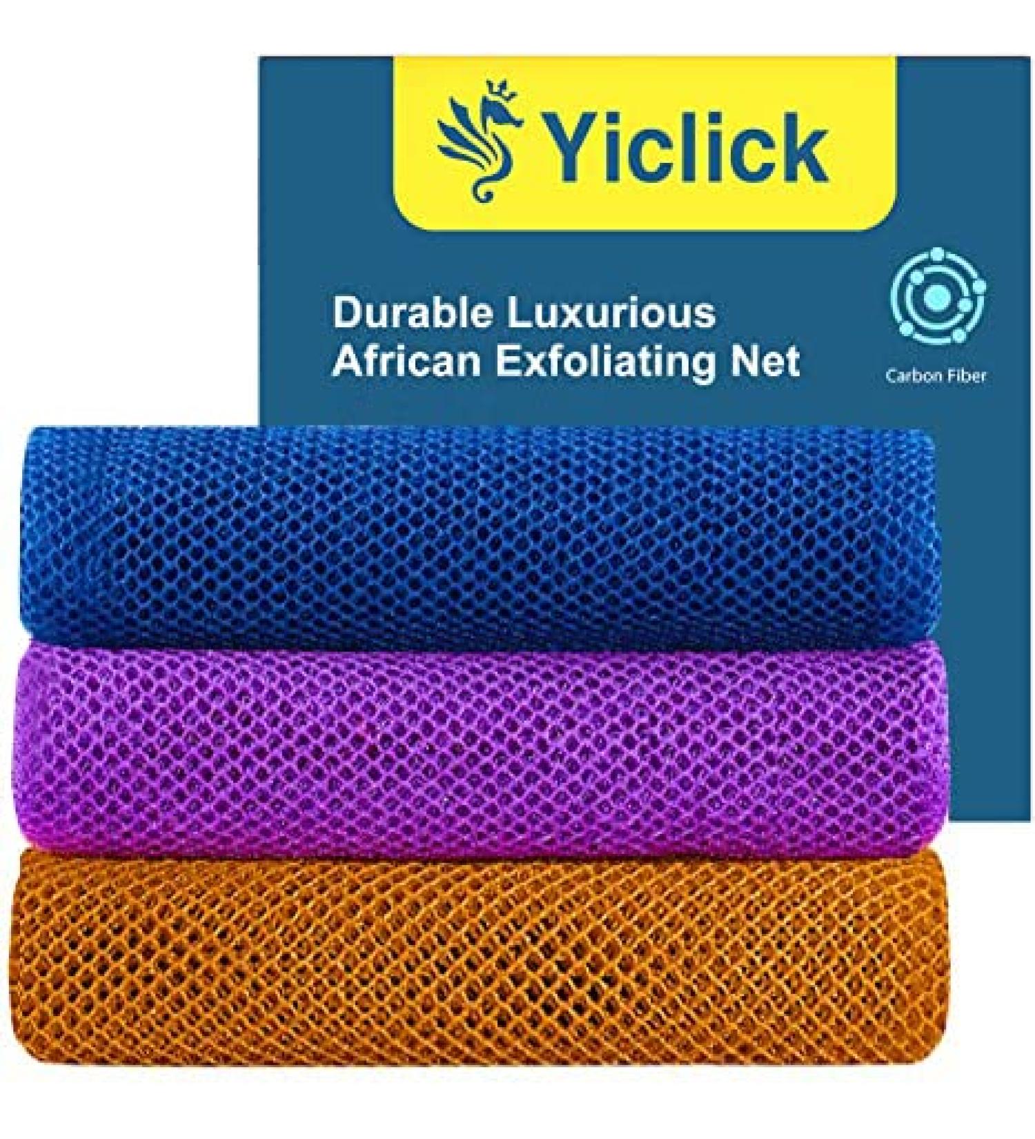 Yiclick Exfoliating African Net Sponge 3 Pcs - Body Scrubber and Washcloth Set for Shower and Bath - Exfoliating Loofah Sponge for Smooth Skin - 3 Count - Buy Online on GoSupps.com