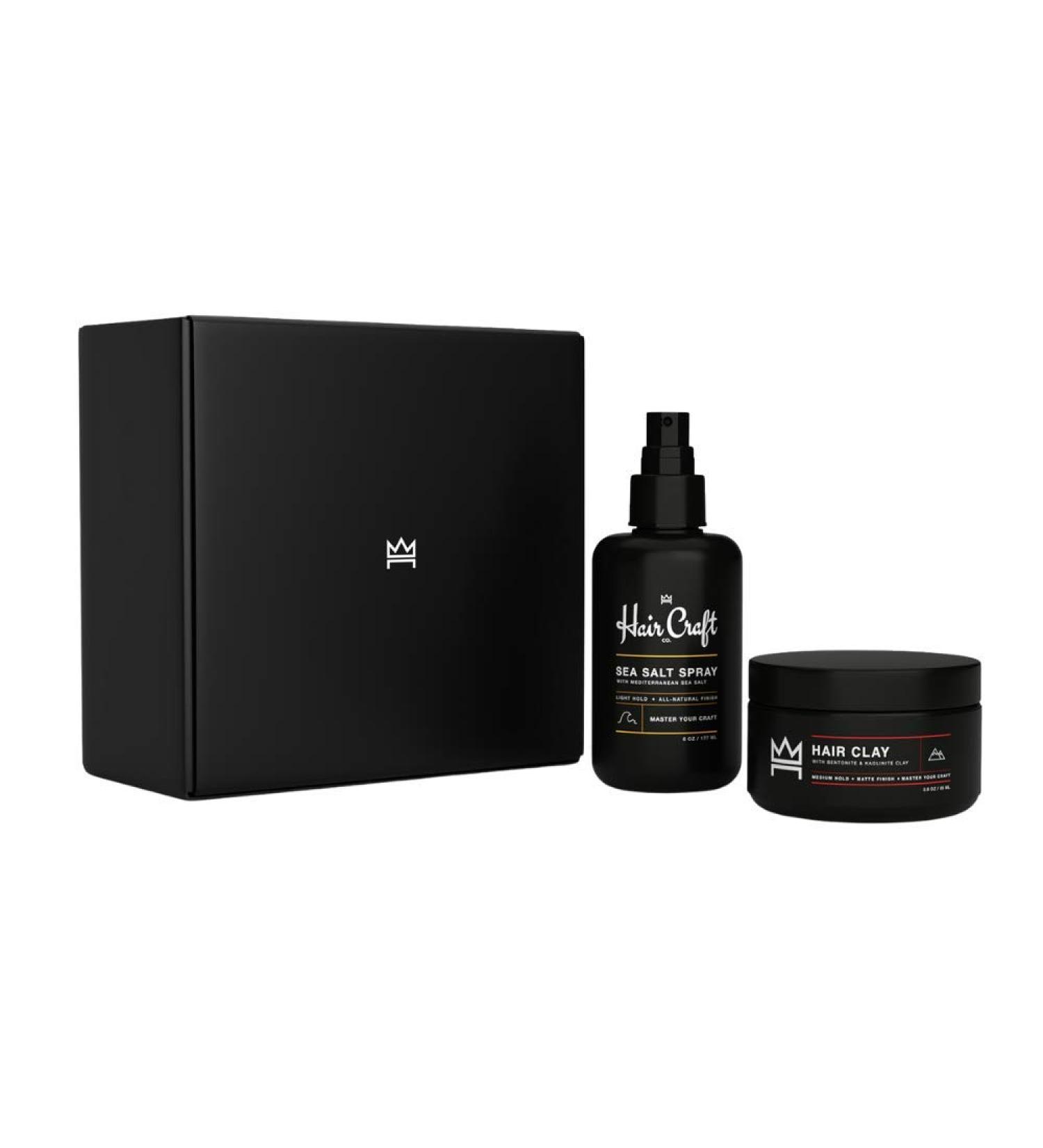Hair Craft Co. Men's Hair Clay & Sea Salt Spray Bundle - Medium + Light Hold - Matte Finish - Volume + Texture - Stylist Approved - Scented - 2.8oz + 6oz - Buy Online on GoSupps.com