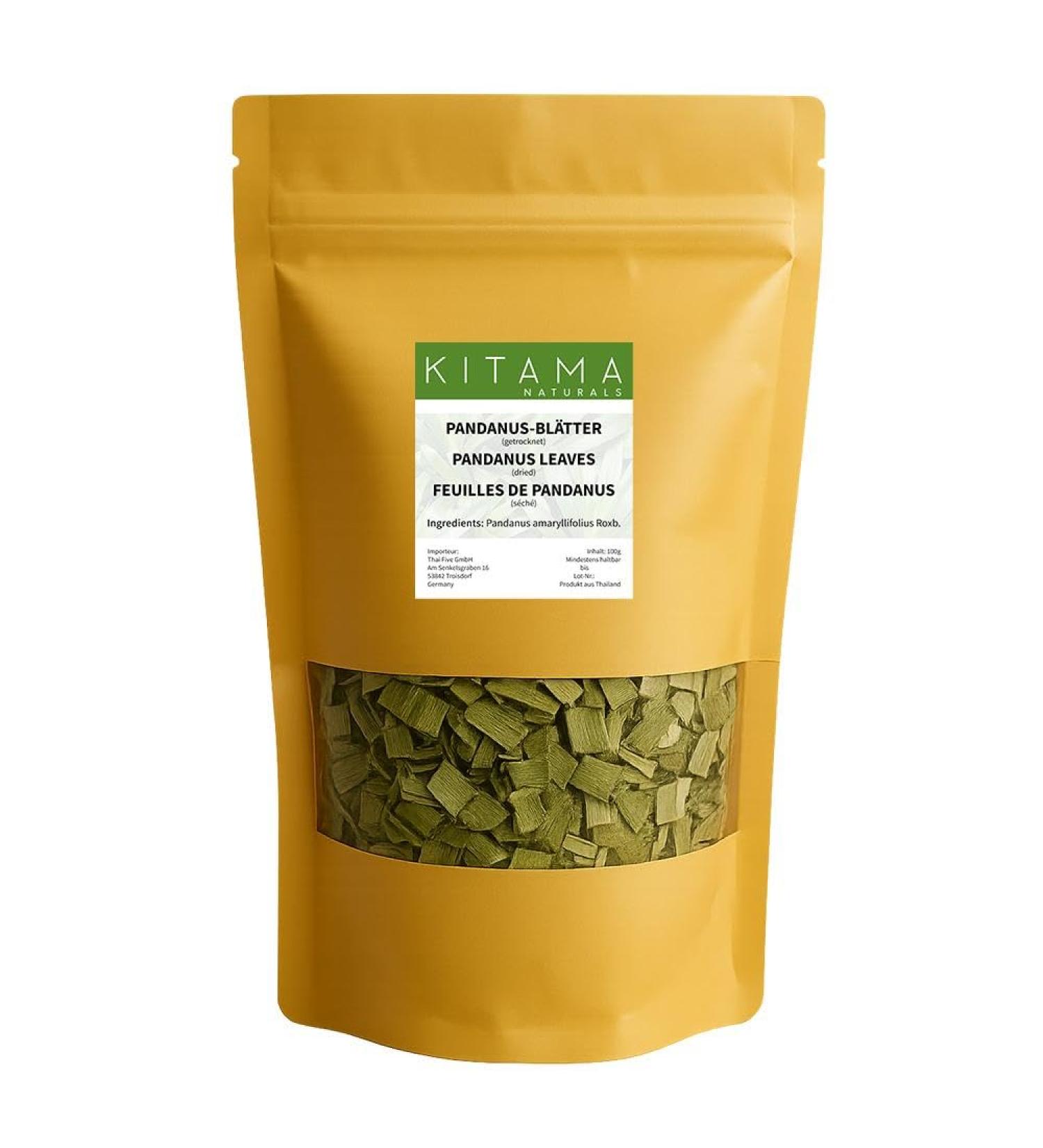  Kitama KITAMA Dried Pandana Leaves 100g - Natural Thai Flavor - For tea rice desserts and Asian cuisine - Pandan leaves - Bai Toey - 100% natural - Buy Online on GoSupps.com