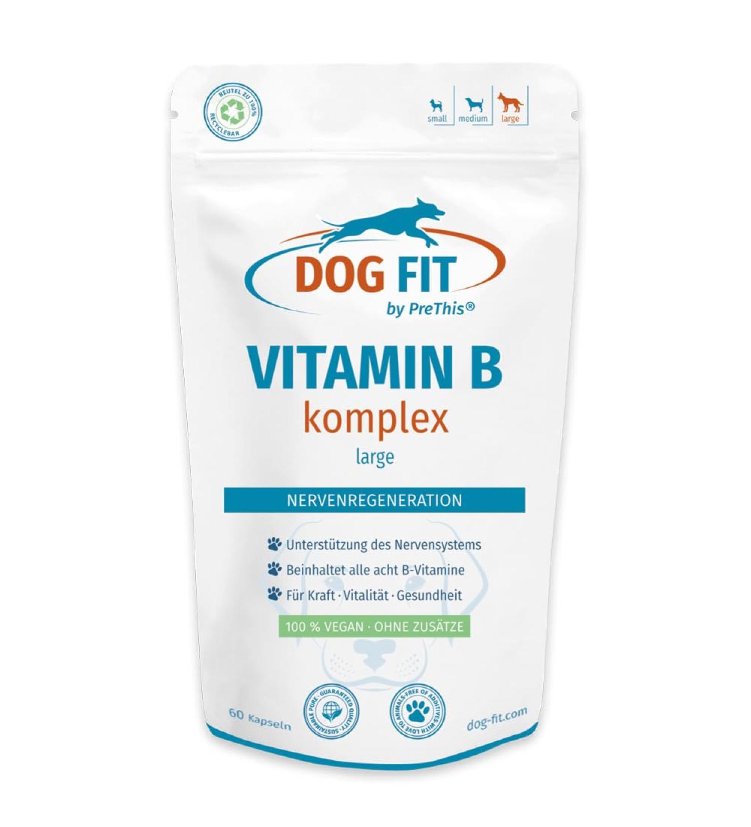 Dog Fit by Prethis - Vegan B Vitamin Complex for Dogs | Nerve Strengthening Incontinence & Nervousness Support | Large Animals (25kg+) - Buy Online on GoSupps.com