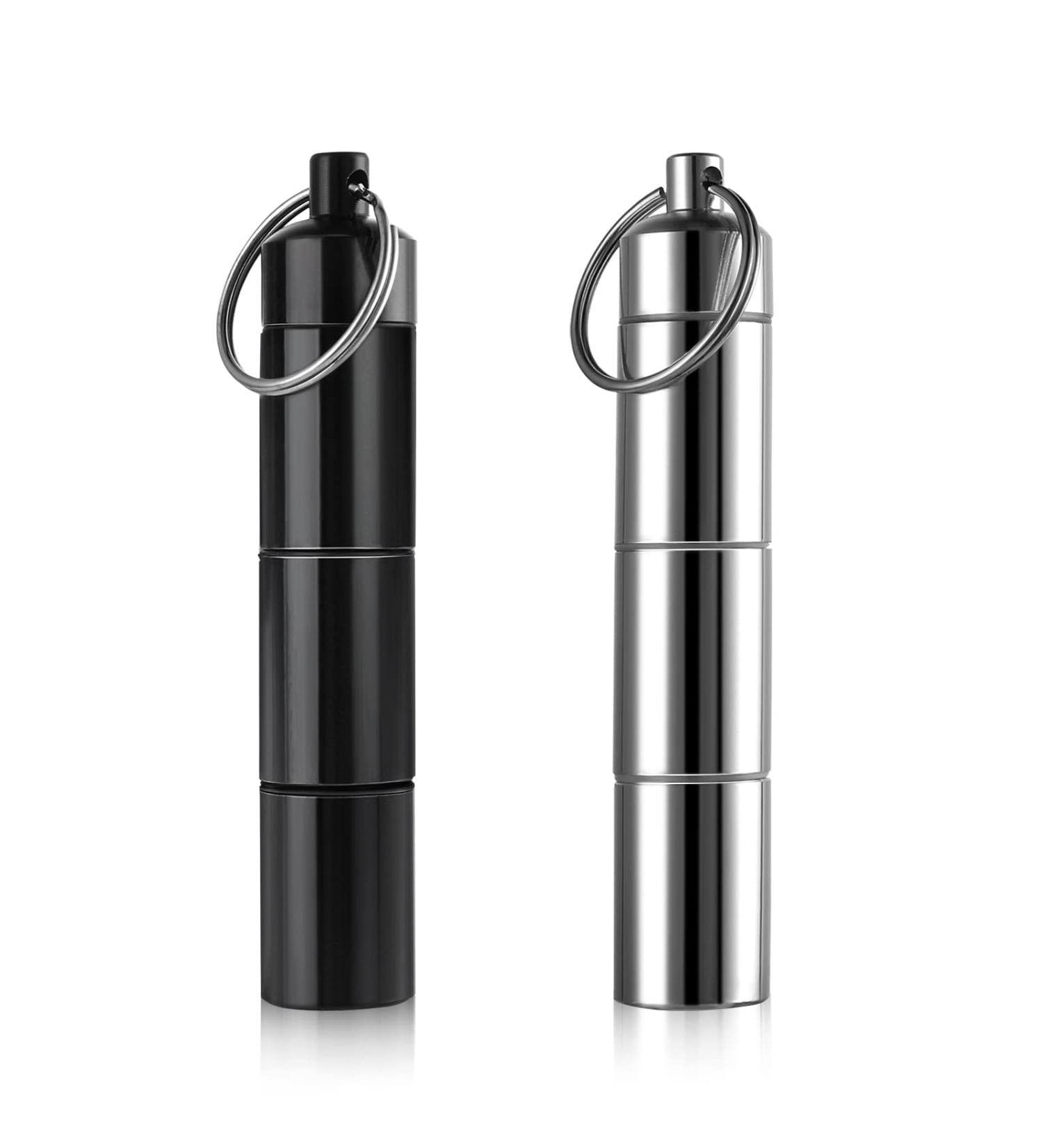 GREVOSEA Waterproof Pill Organizer Keychain - 2 Pieces Mini Capsule with 3 Compartments for Travel & Camping - Buy Online on GoSupps.com